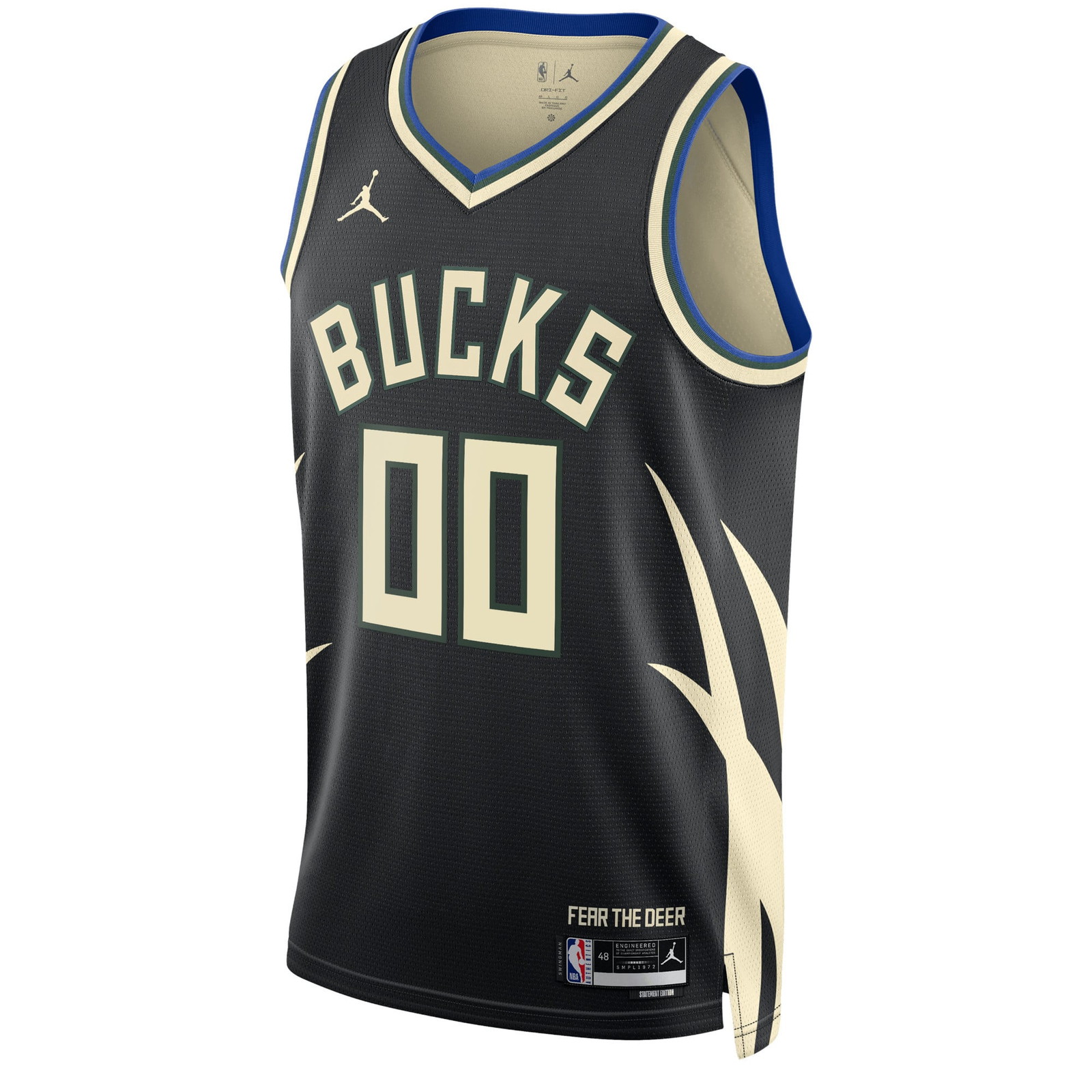 Milwaukee Bucks Unisex 2022/23 Swingman Custom Jersey Statement Edition Black - front view