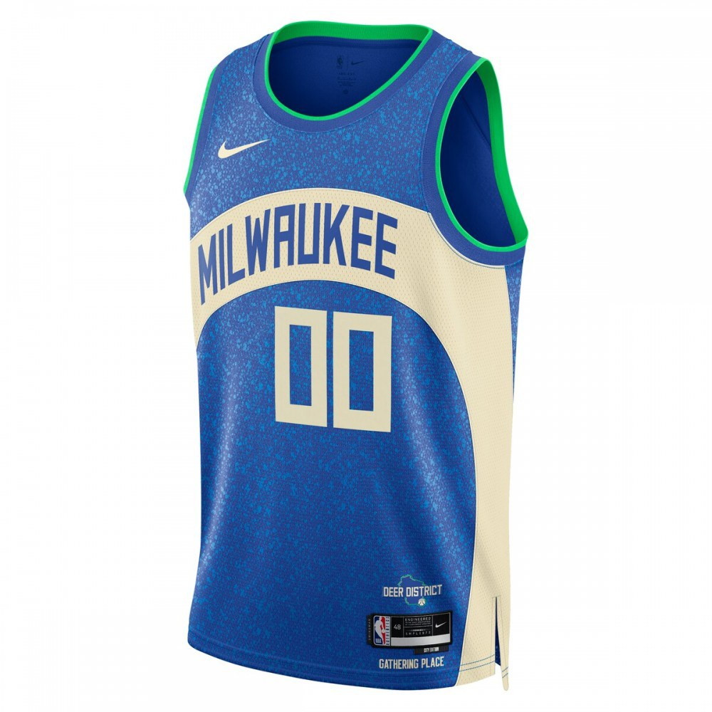 Milwaukee Bucks Unisex 2023/24 Custom Swingman Jersey Royal City Edition - second front view