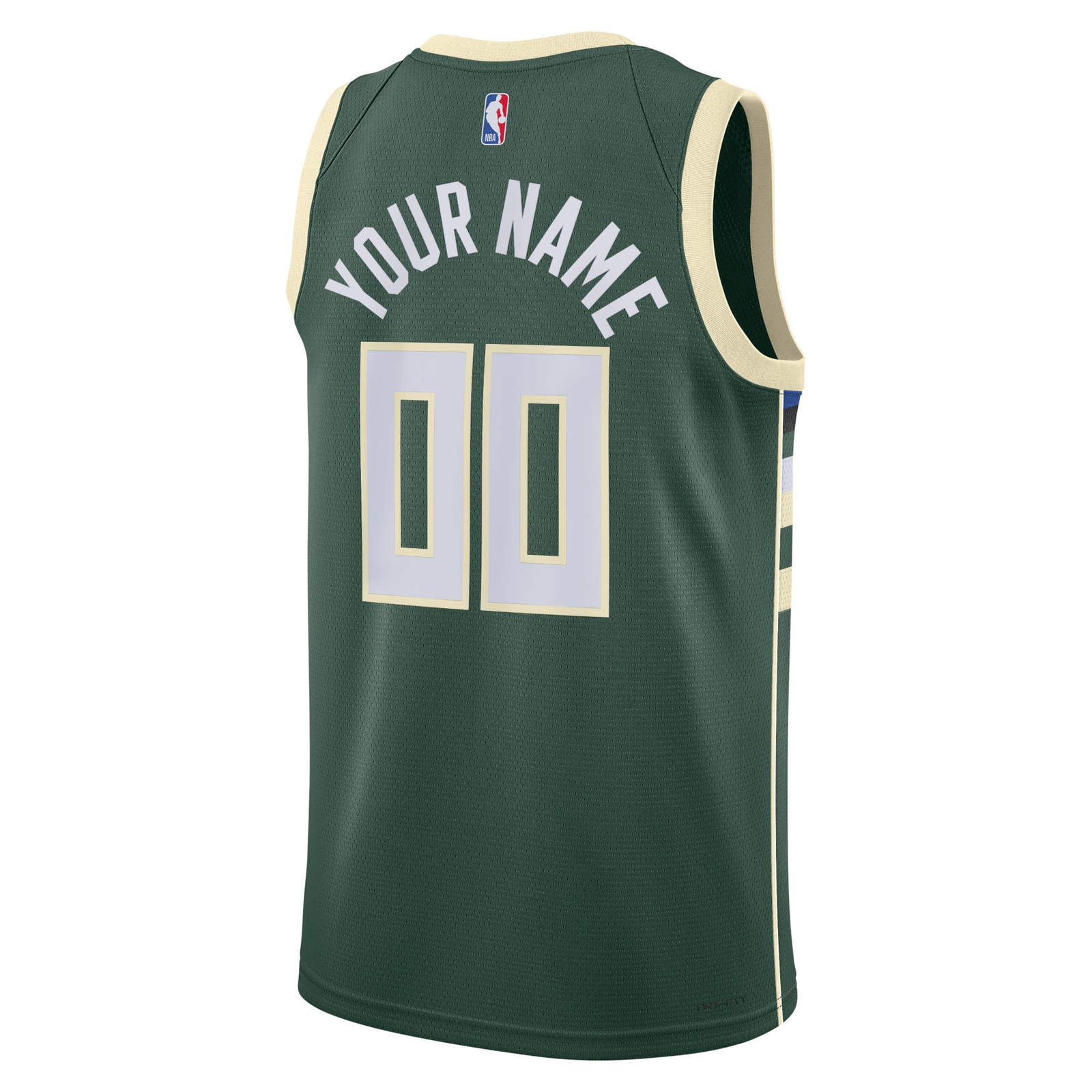 Milwaukee Bucks Unisex Swingman Custom Jersey Hunter Green Icon Edition - back view