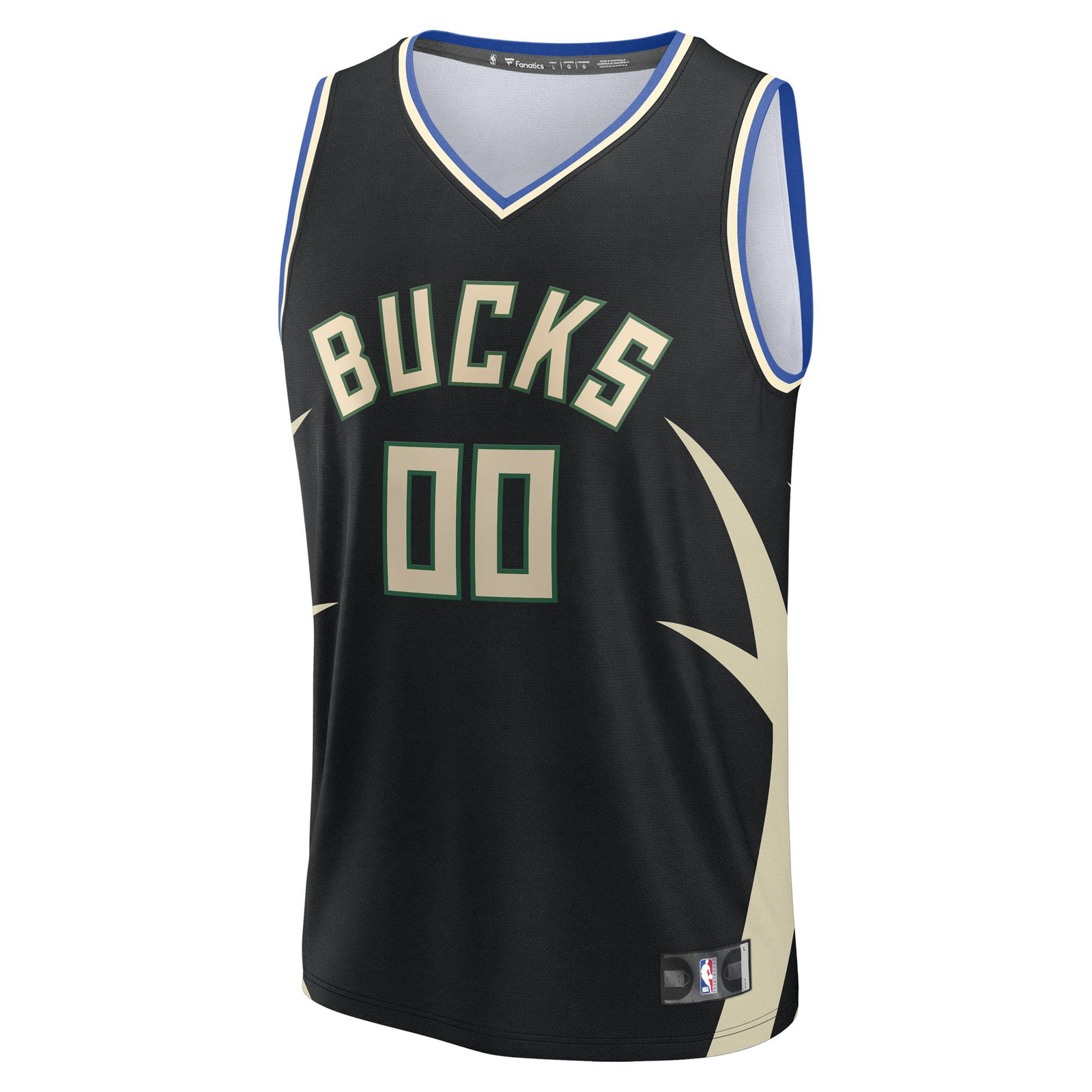 Milwaukee Bucks Youth Fast Break Custom Fan Version Jersey Black Statement Edition - front view