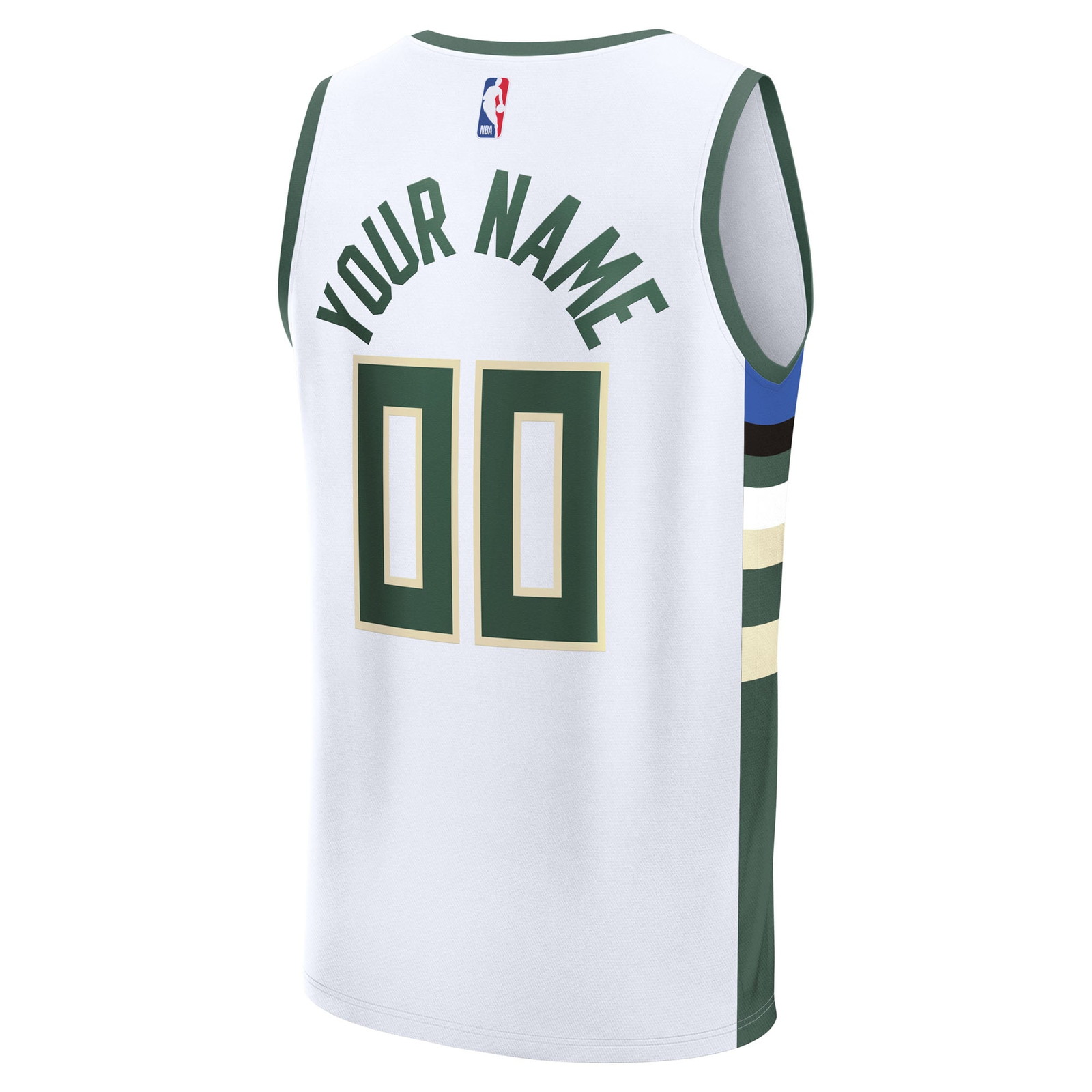 Milwaukee Bucks Youth Fast Break Custom Fan Version Jersey White Association Edition - back view