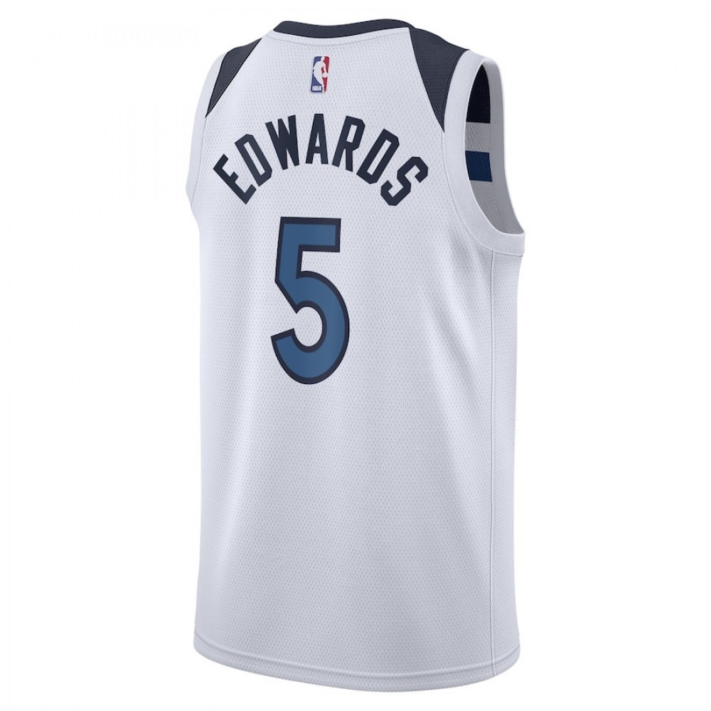 Minnesota Timberwolves Association Edition Swingman Jersey White Anthony Edwards Unisex - back view