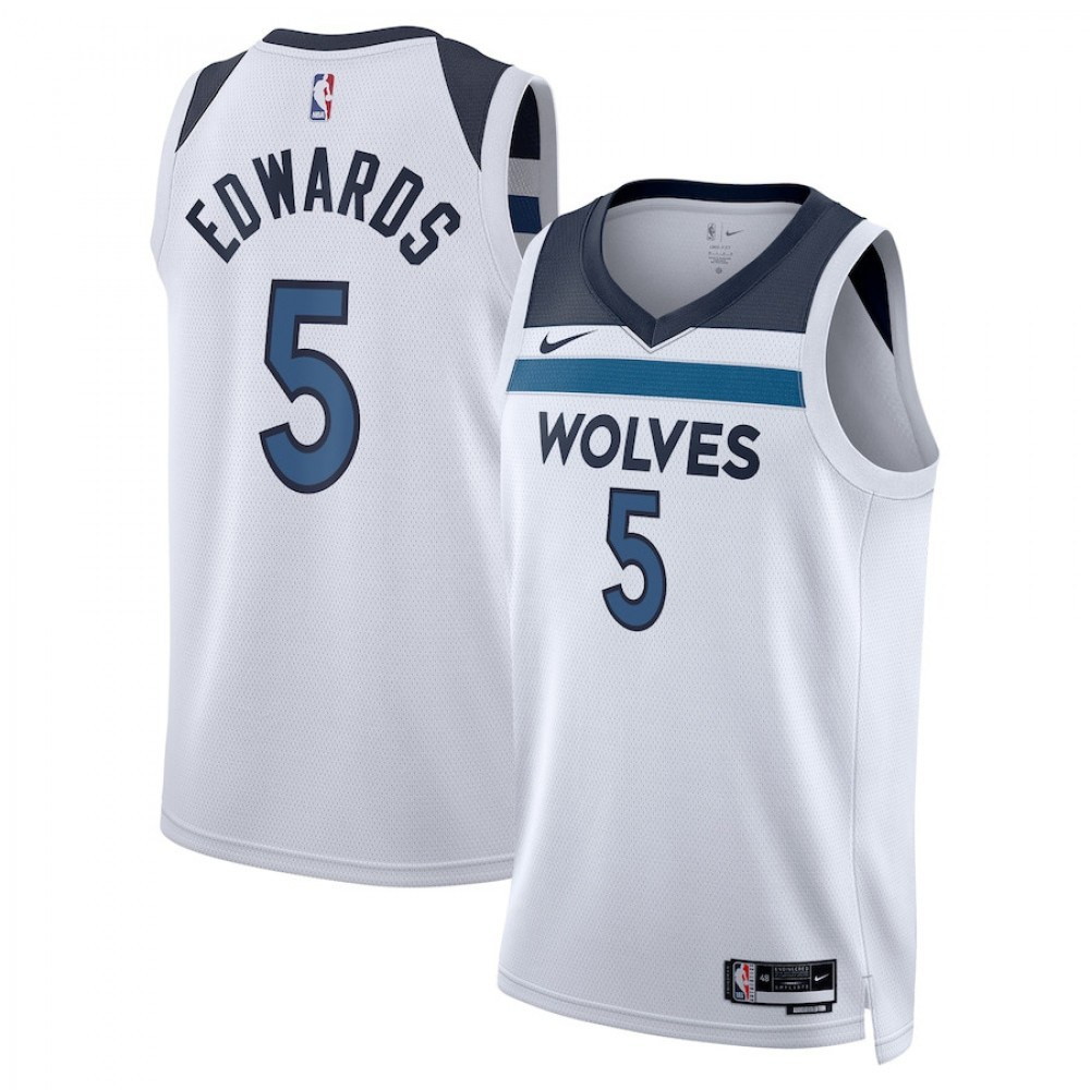 Minnesota Timberwolves Association Edition Swingman Jersey White Anthony Edwards Unisex - front view