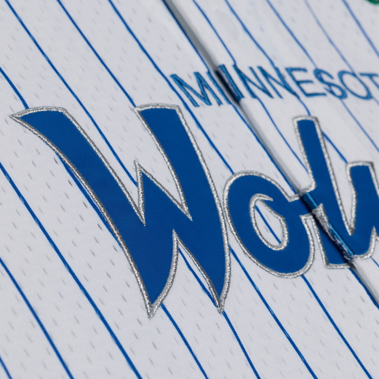 Minnesota Timberwolves Head Coach Pinstripe Mesh Full-Button Baseball Jersey White - back view