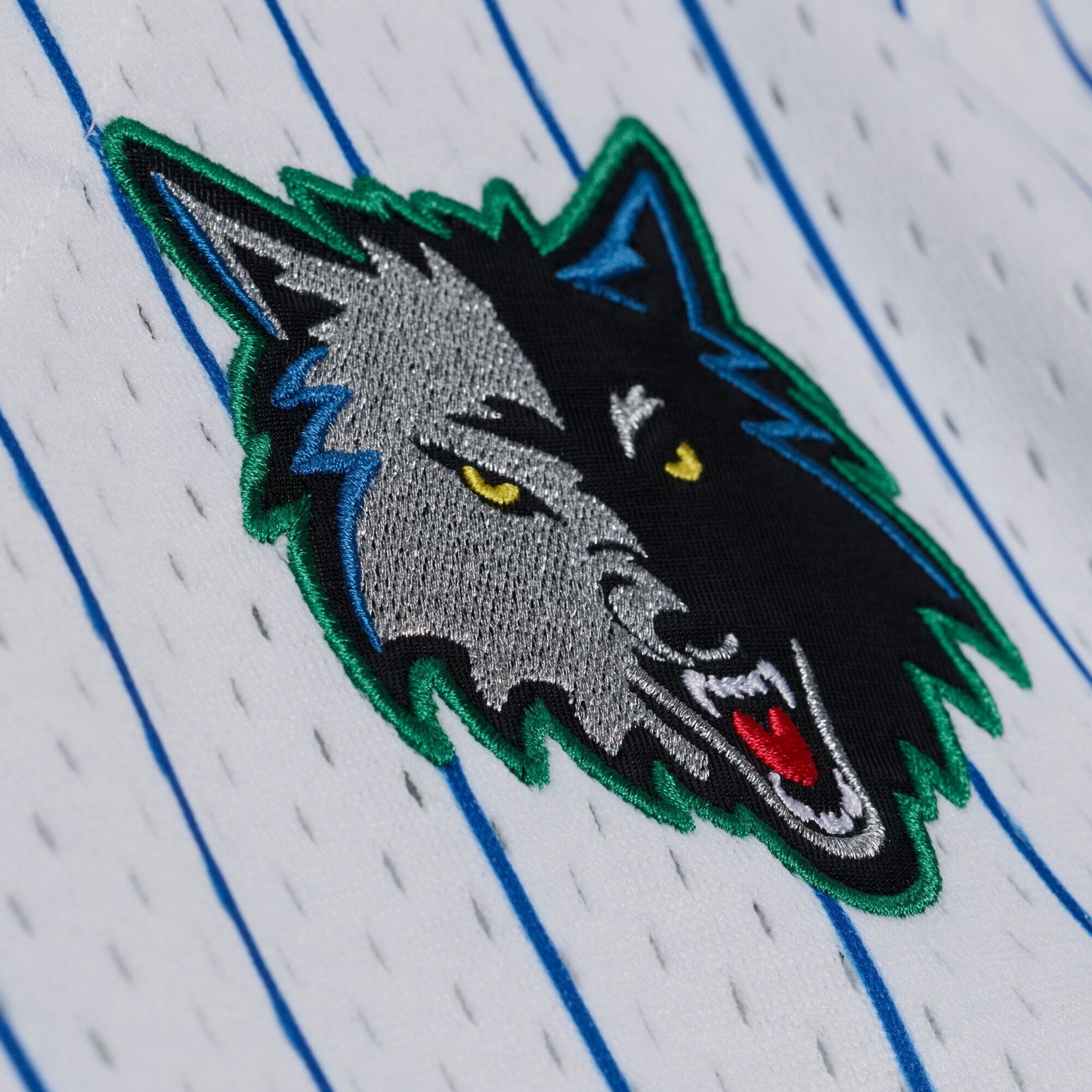 Minnesota Timberwolves Head Coach Pinstripe Mesh Full-Button Baseball Jersey - close-up detail 2