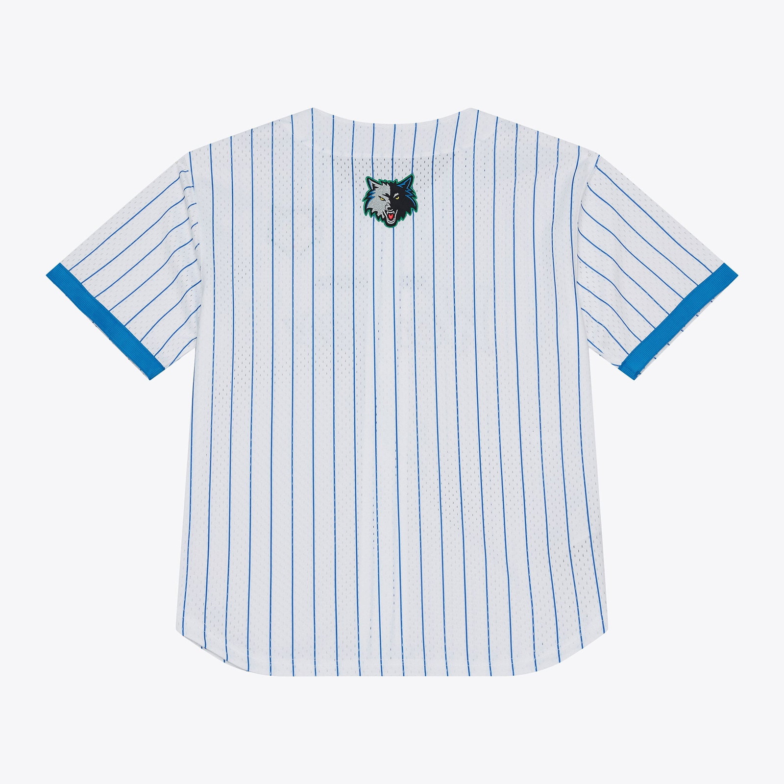 Minnesota Timberwolves Head Coach Pinstripe Mesh Full-Button Baseball Jersey White - front view