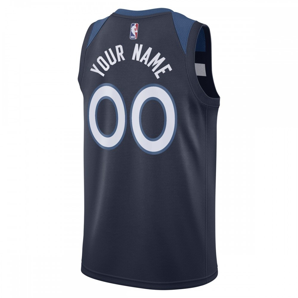Minnesota Timberwolves Swingman Custom Jersey Navy Icon Edition - back view