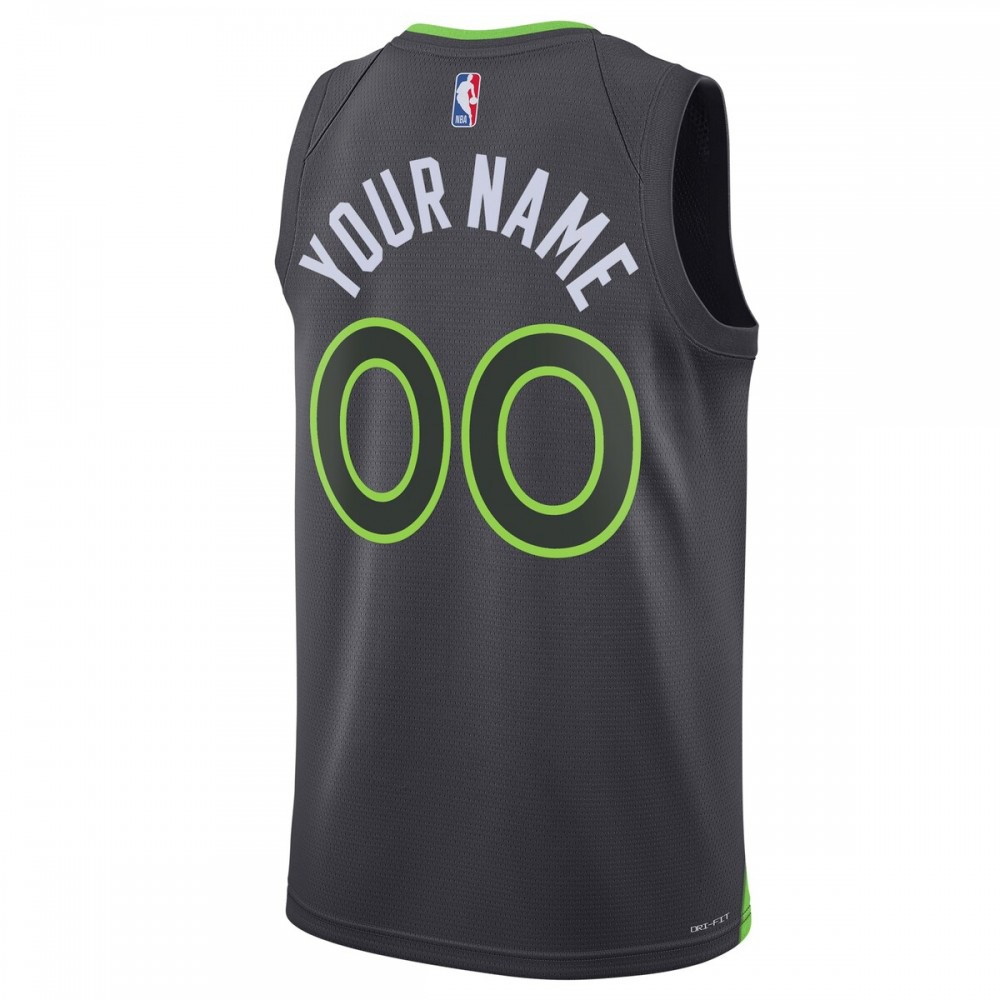 Minnesota Timberwolves Unisex 2022/23 Swingman Custom Jersey Statement Edition Black - back view