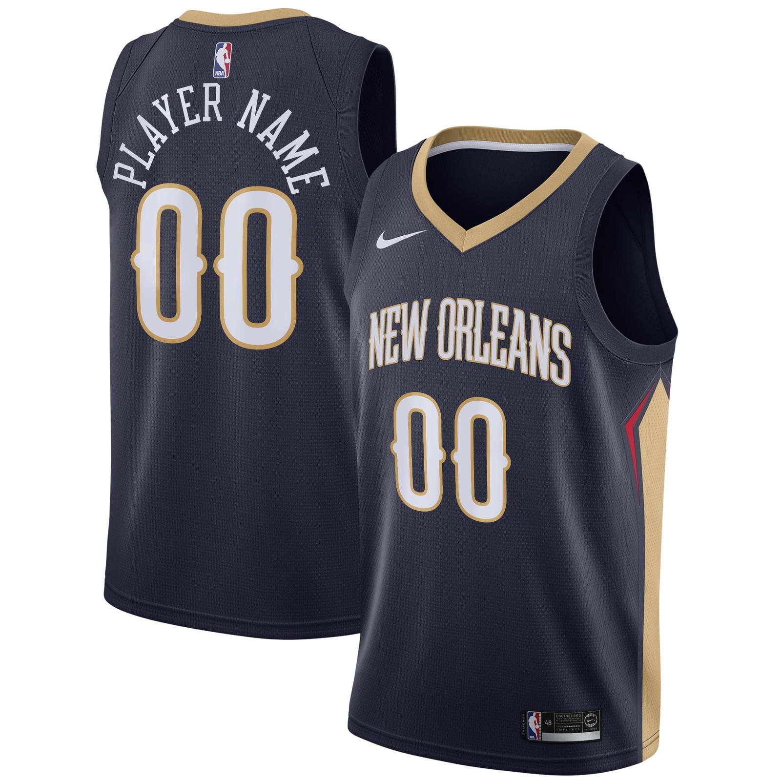 New Orleans Pelicans Swingman Custom Jersey Navy Icon Edition - front and back view