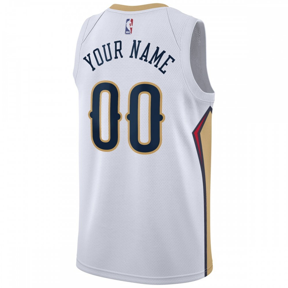 New Orleans Pelicans Swingman Custom Jersey White Association Edition - back view