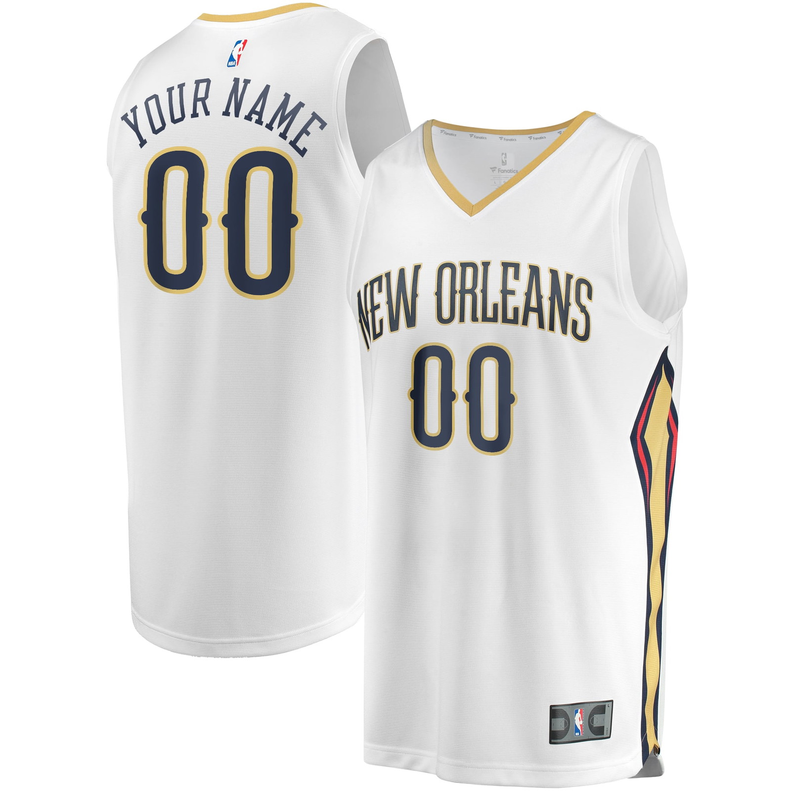 New Orleans Pelicans Unisex Custom Fast Break Jersey Association Edition White - front and back view