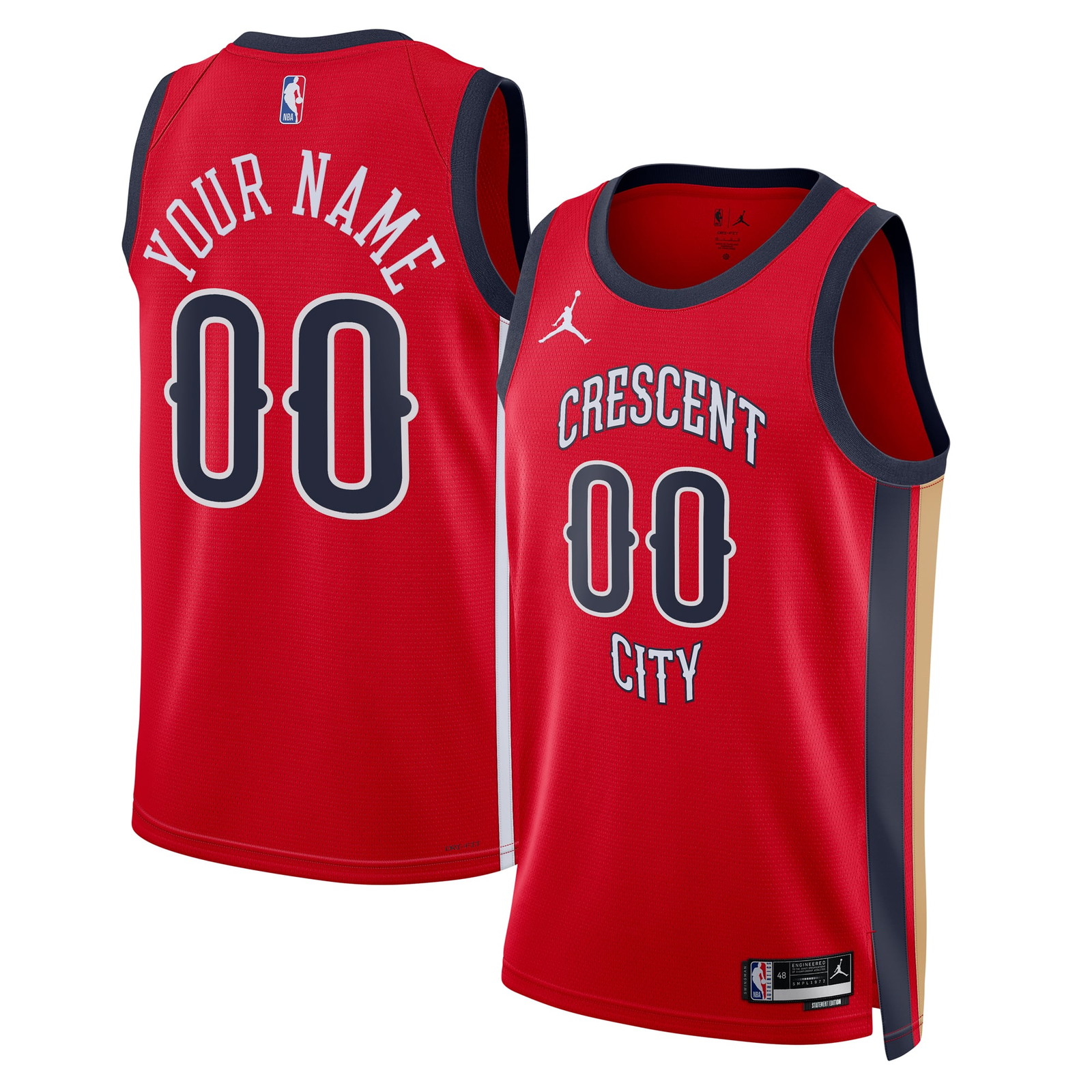 New Orleans Pelicans Unisex Swingman Custom Jersey Red Statement Edition - front and back view