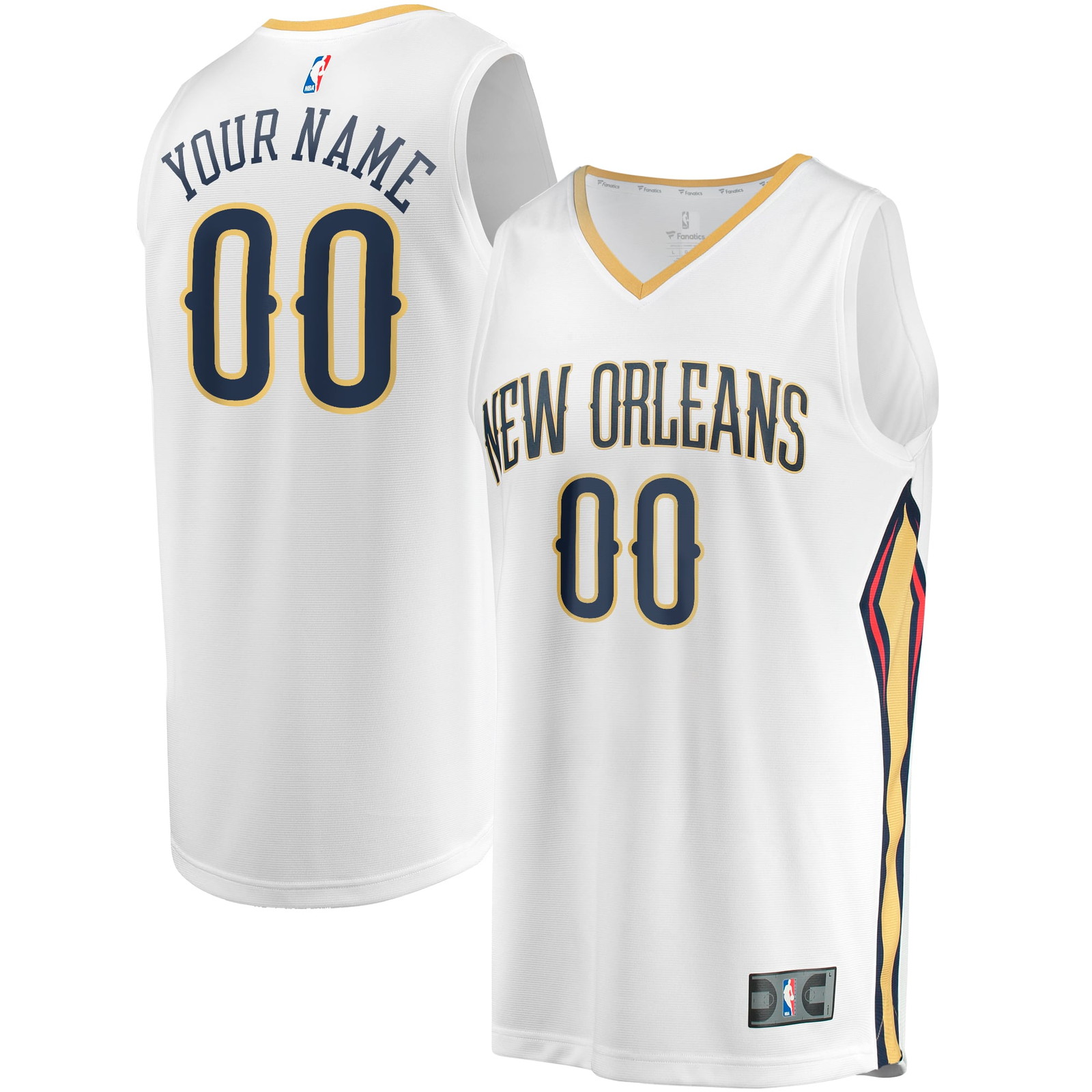 New Orleans Pelicans Youth Fast Break Fan Version Custom Jersey Association - front and back view