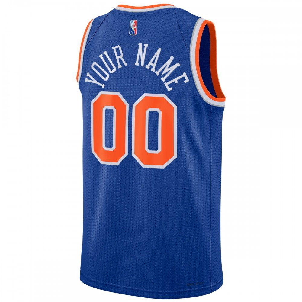 New York Knicks 2021/22 Diamond Swingman Custom Jersey Icon Edition Blue - back view