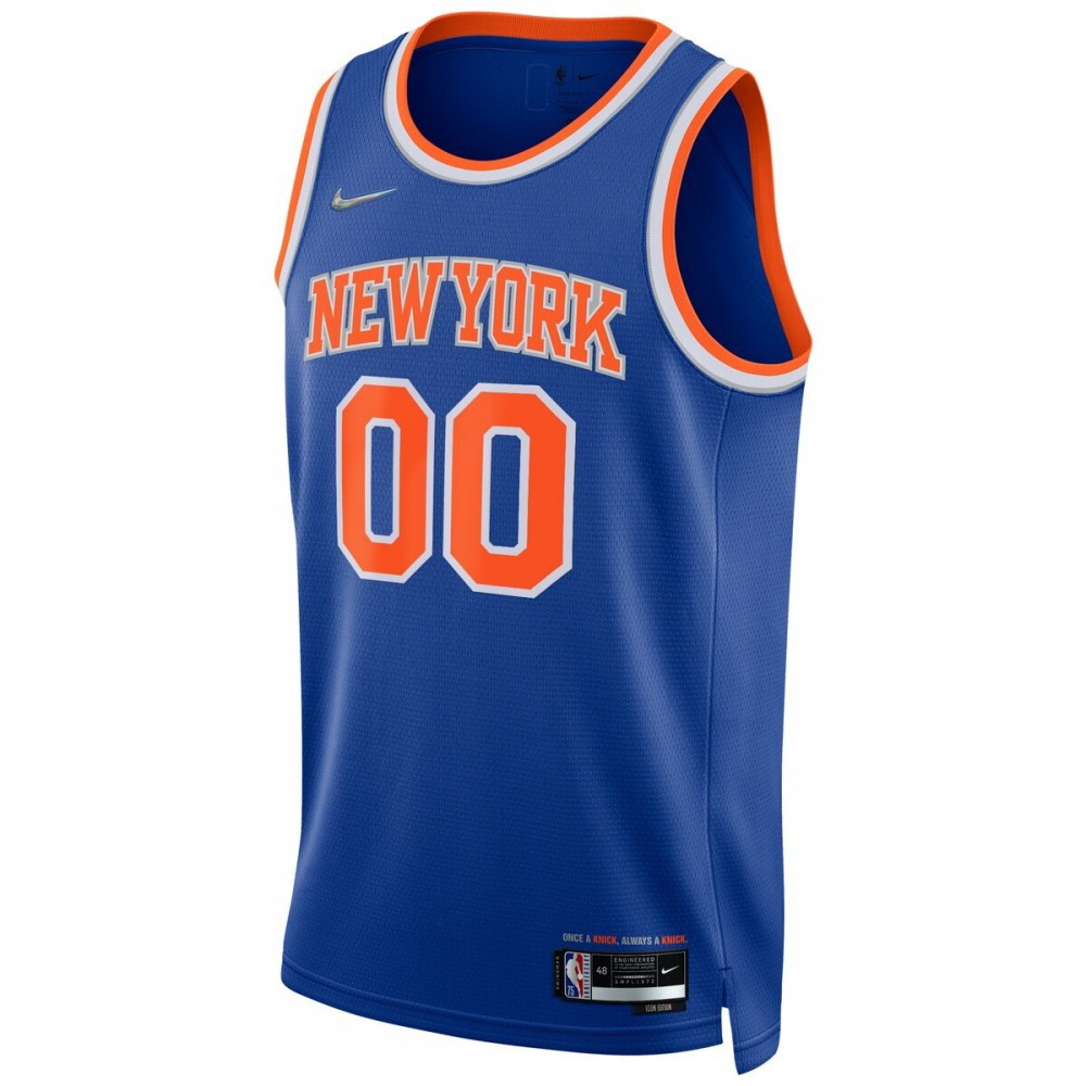 New York Knicks 2021/22 Diamond Swingman Custom Jersey Icon Edition Blue - second front view