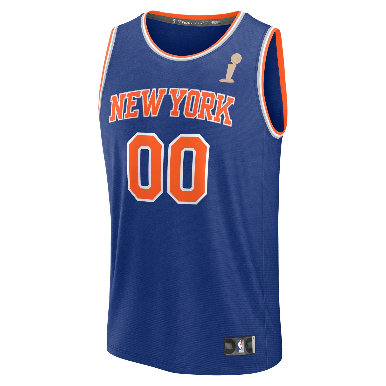 New York Knicks 2026 NBA Finals Champions Fast Break Custom Jersey Icon Edition Blue - front view