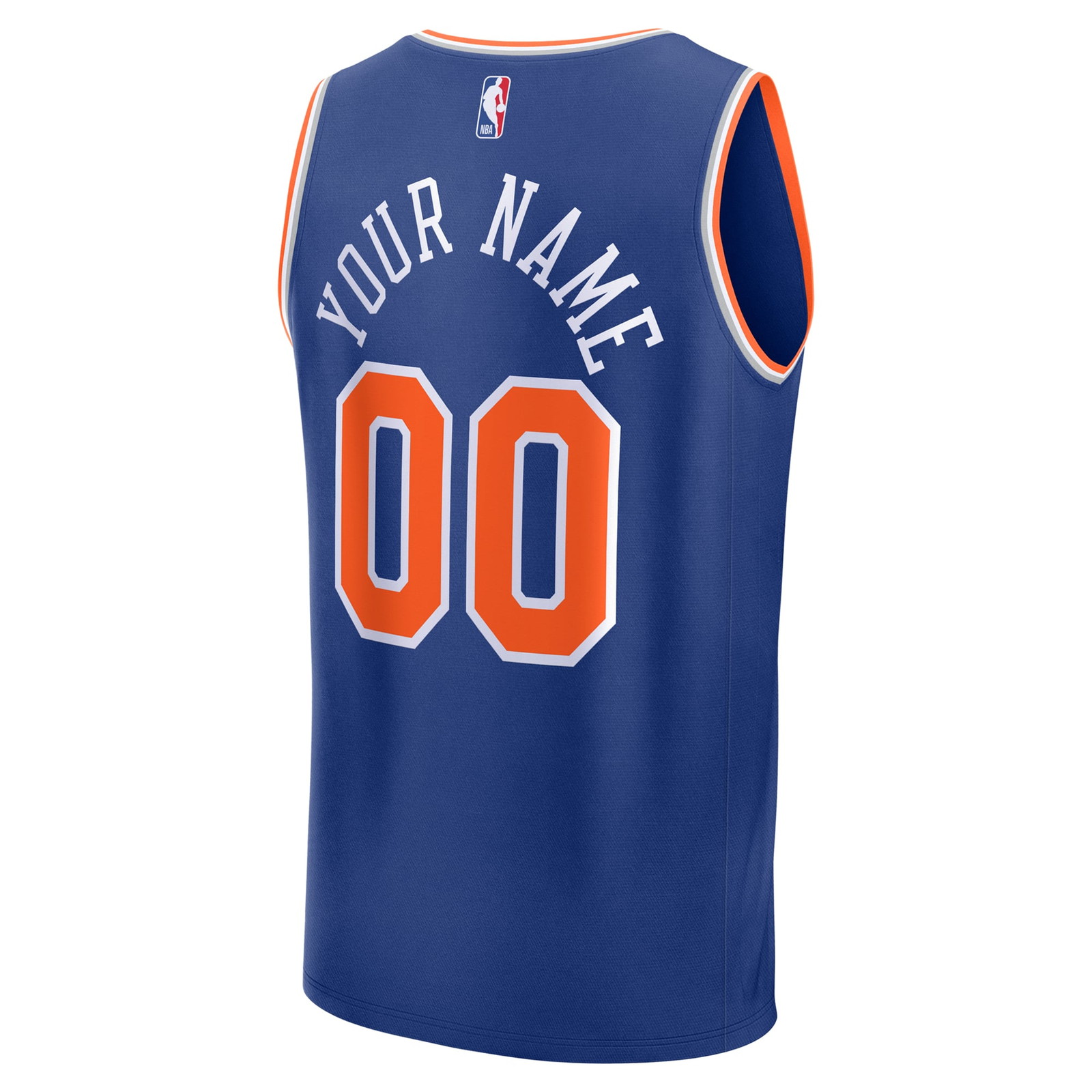 New York Knicks Fast Break Custom Jersey Icon Edition Blue - back view