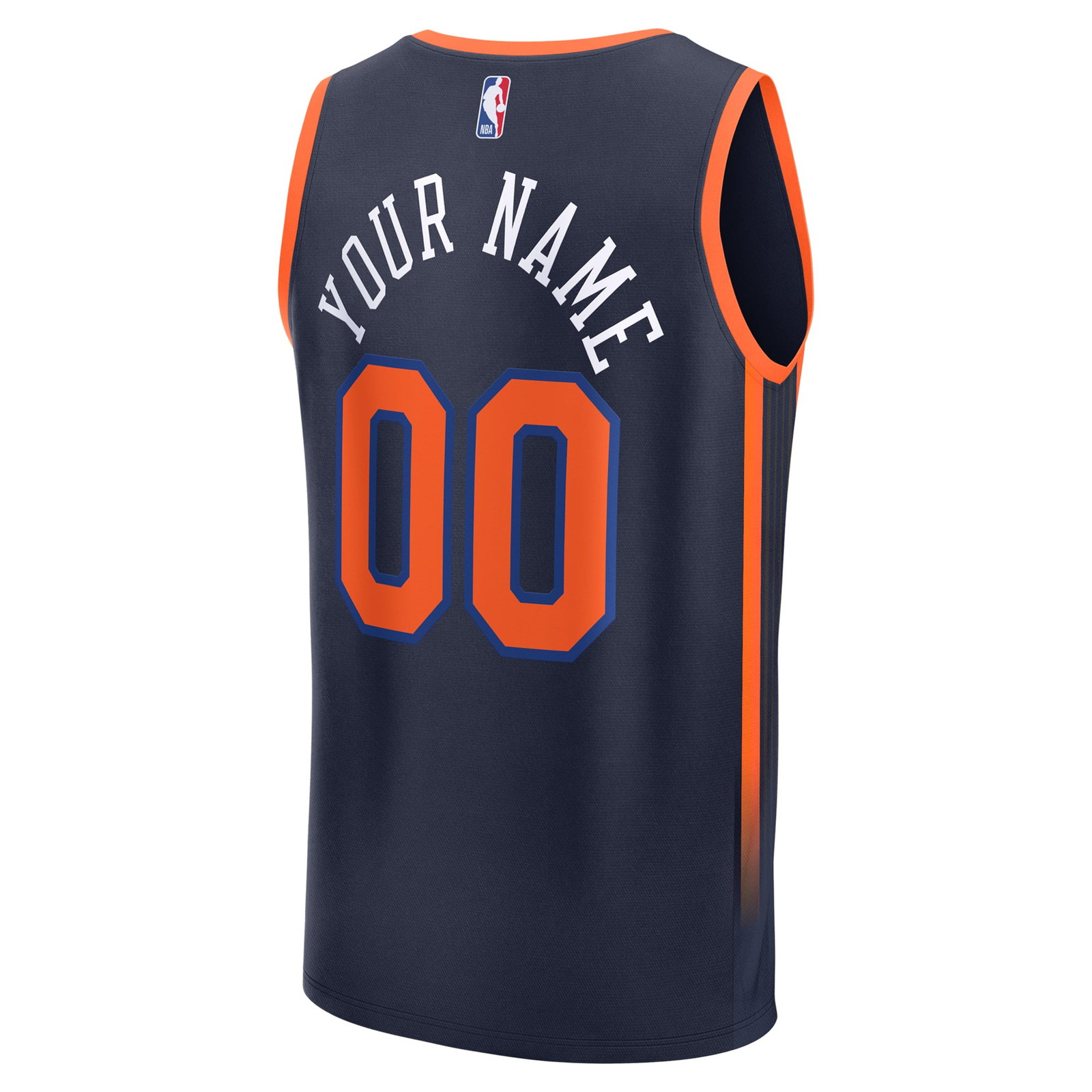 New York Knicks Fast Break Custom Jersey Statement Edition Navy - back view