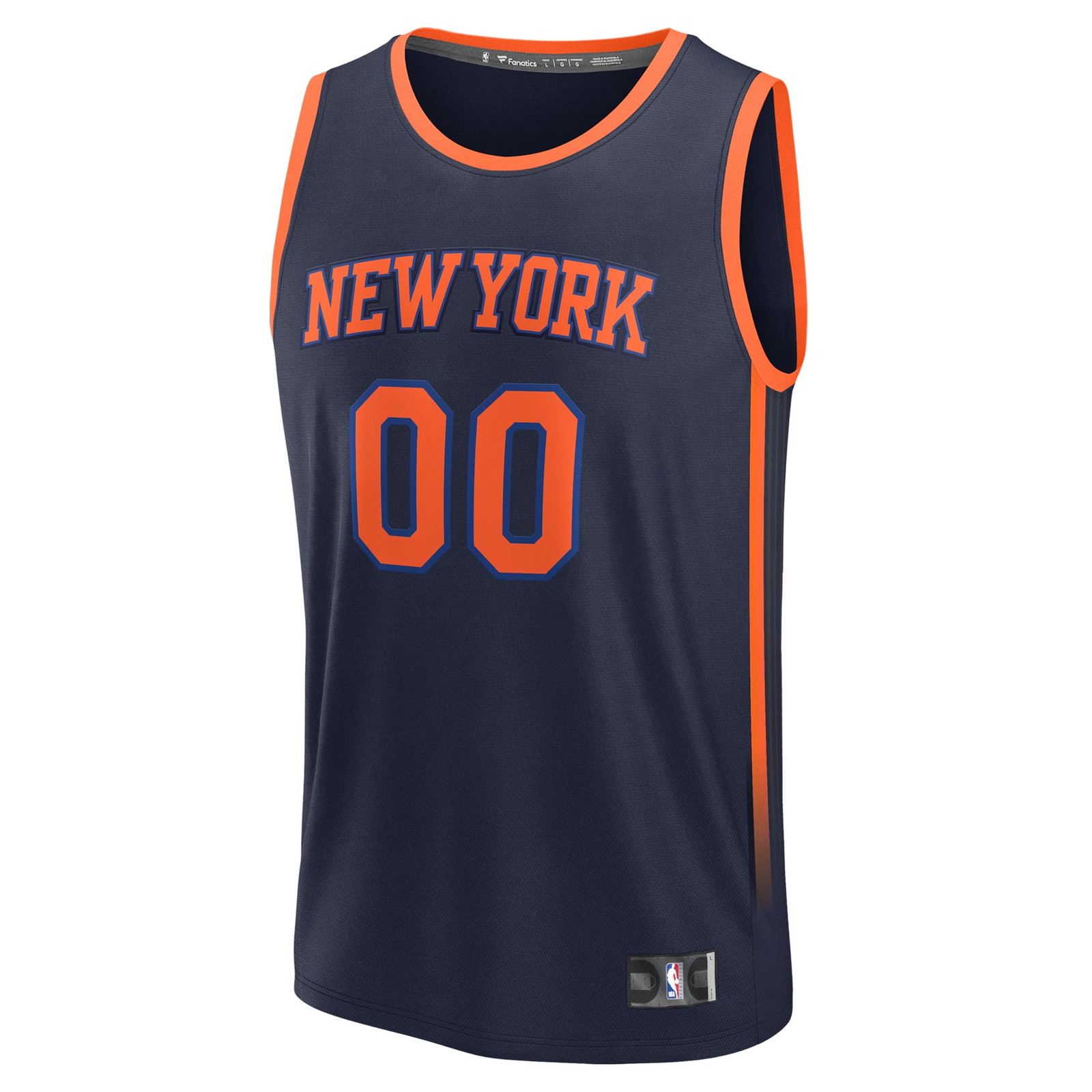 New York Knicks Fast Break Custom Jersey Statement Edition Navy - front view