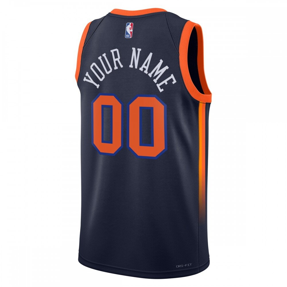 New York Knicks Unisex 2022/23 Swingman Custom Jersey Statement Edition Navy - back view