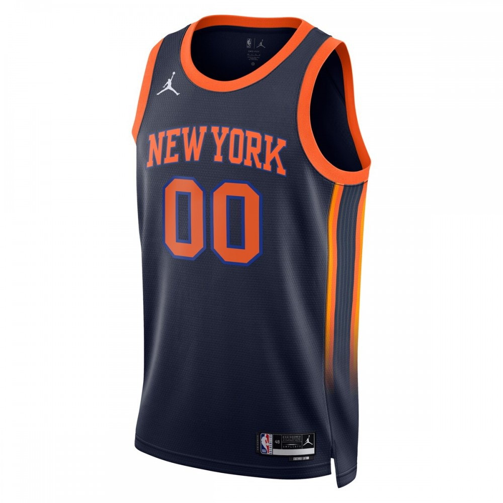 New York Knicks Unisex 2022/23 Swingman Custom Jersey Statement Edition Navy - second front view