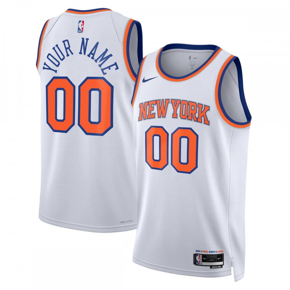 New York Knicks Unisex 2022/23 Swingman Custom Jersey White Association Edition - front view