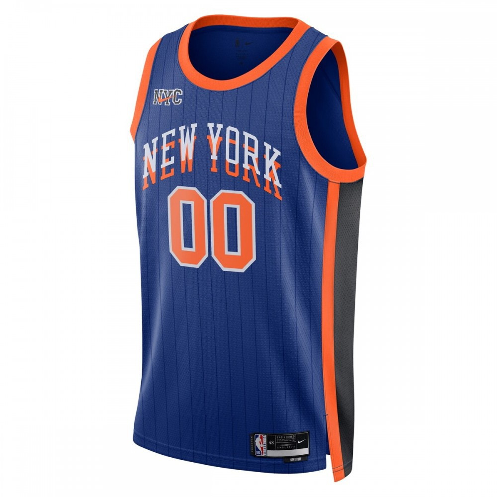 New York Knicks Unisex 2023/24 Custom Swingman Jersey Blue City Edition - second front view