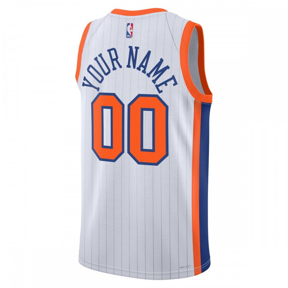 New York Knicks Unisex 2024/25 Custom Swingman Jersey City Edition White - back view