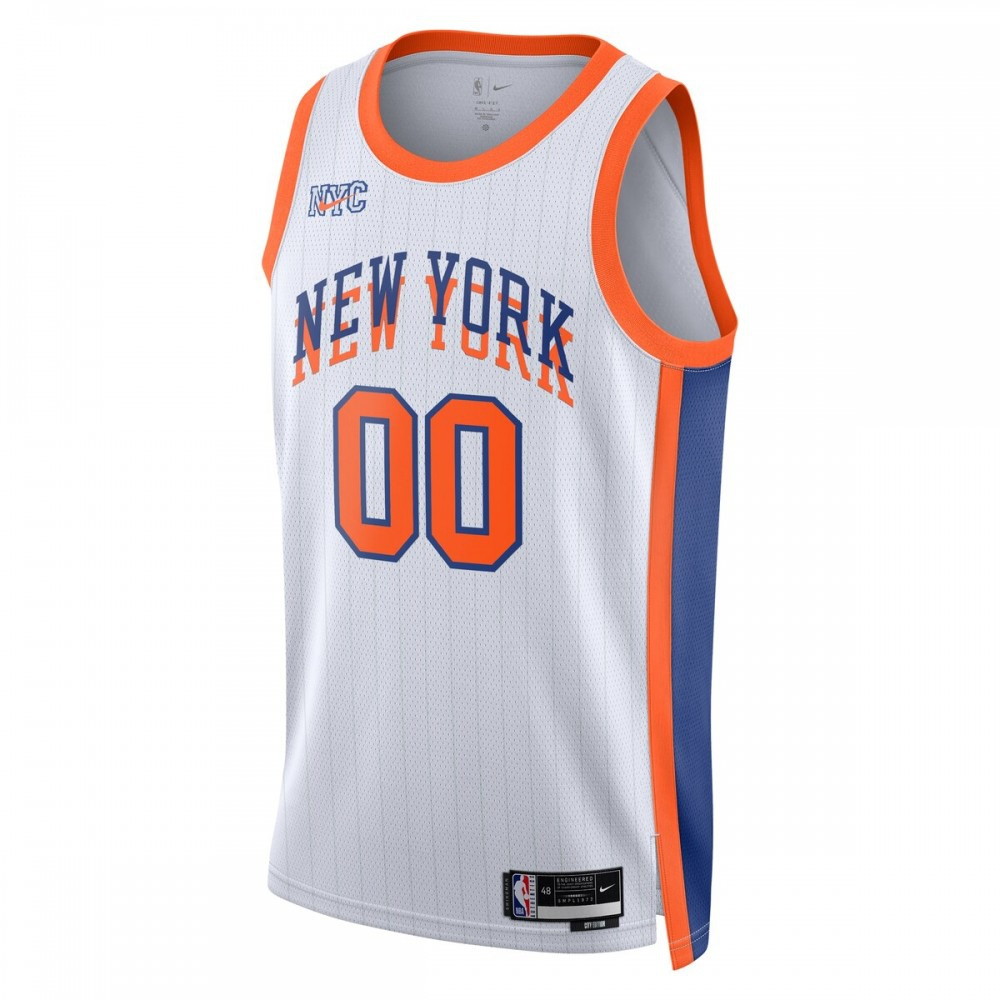 New York Knicks Unisex 2024/25 Custom Swingman Jersey City Edition White - second front view