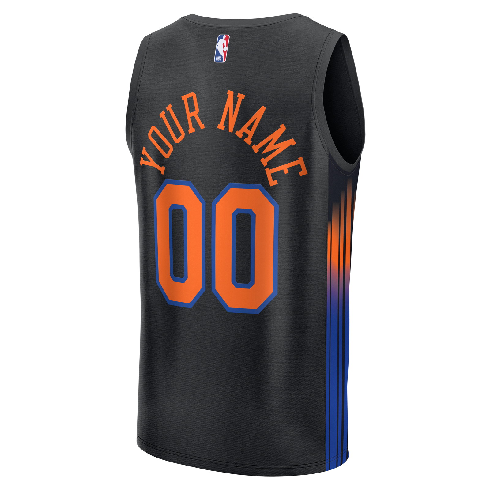 New York Knicks Youth Fast Break Custom Jersey Statement Edition Black - back view