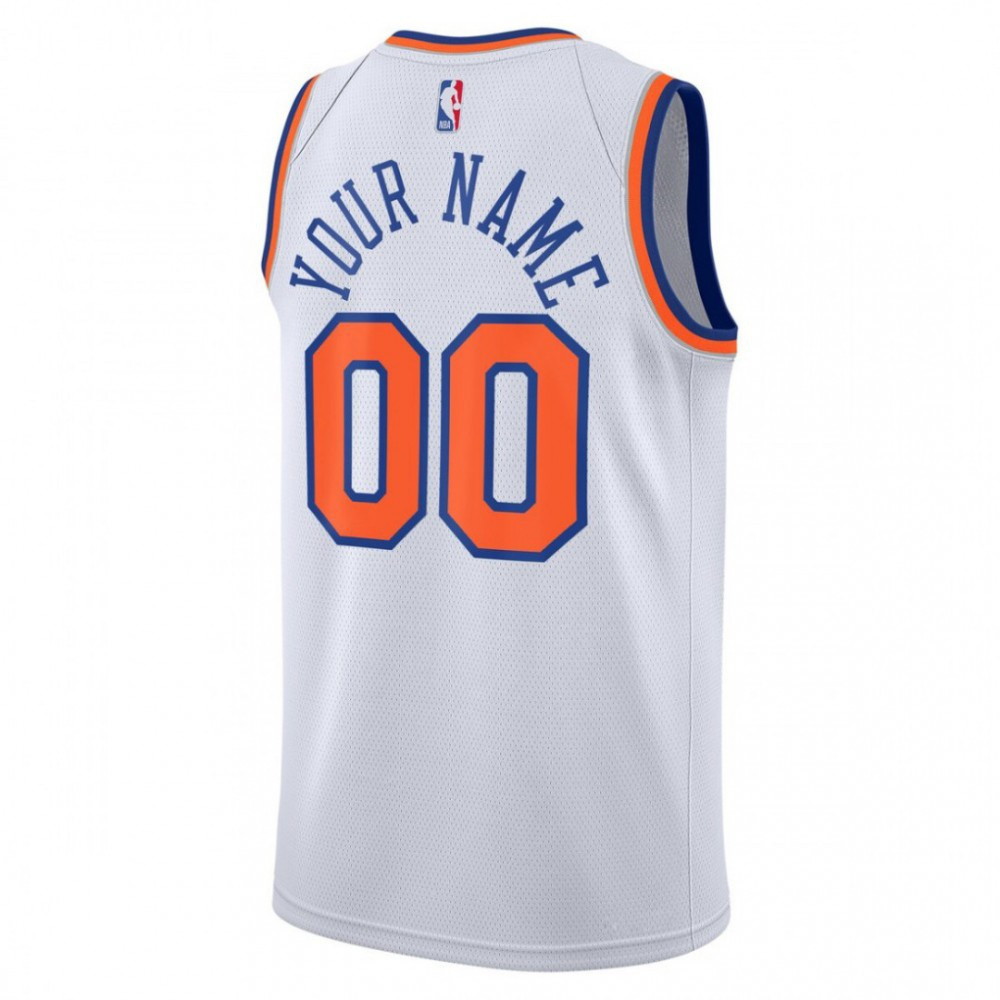 New York Knicks Youth Swingman Custom Jersey White Association Edition - back view