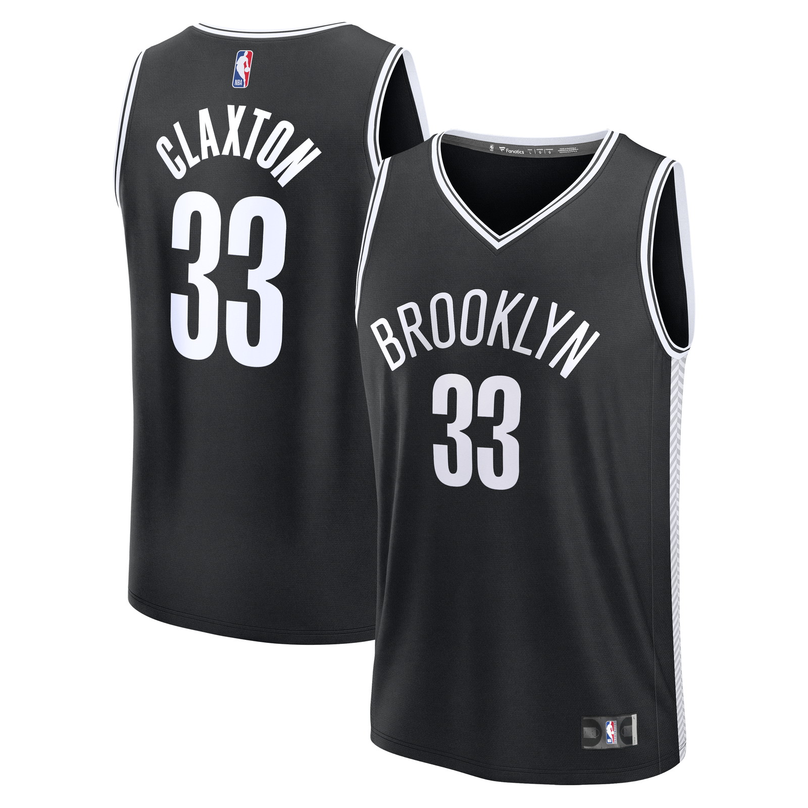Nic Claxton Brooklyn Nets Fast Break Fan Version Jersey Black Icon Edition - front and back view
