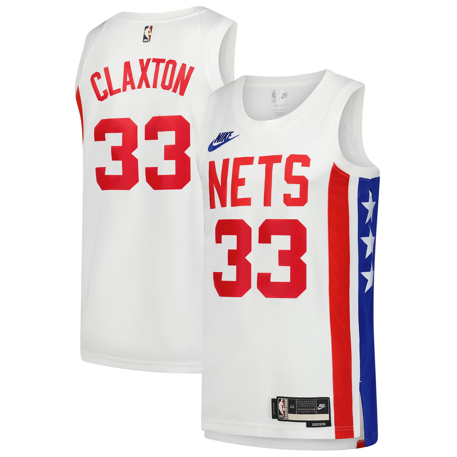 Nic Claxton Brooklyn Nets Swingman Jersey Classic Edition White - front and back view