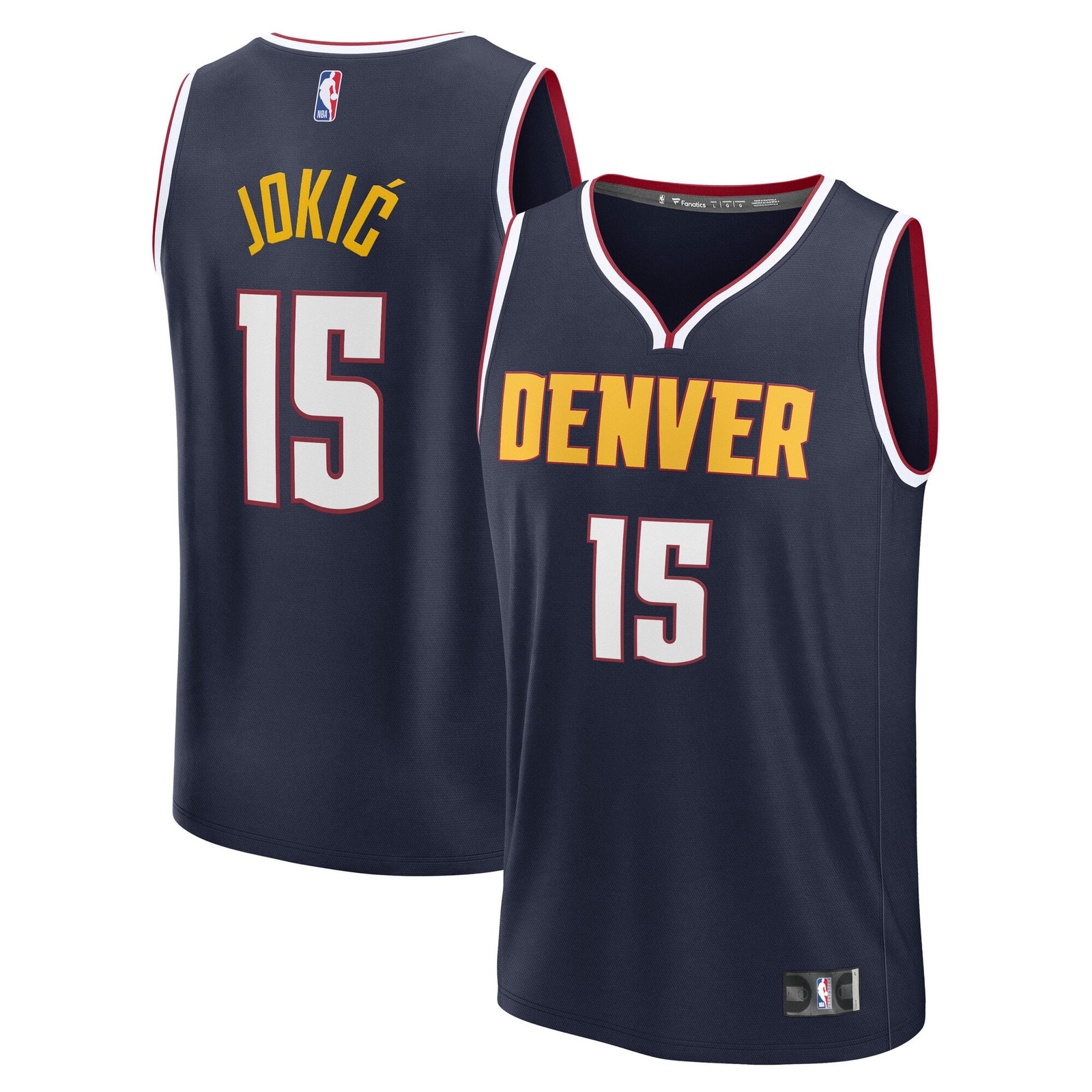 Nikola Jokić Denver Nuggets Fast Break Fan Version Player Jersey Icon Edition - front and back view