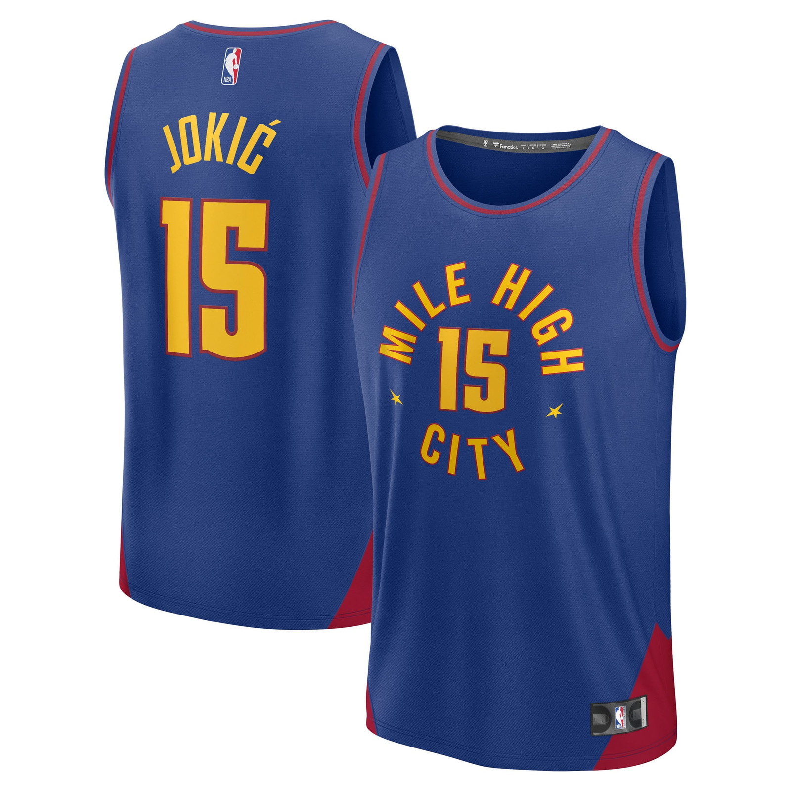 Nikola Jokić Denver Nuggets Fast Break Fan Version Player Jersey Statement - front and back view
