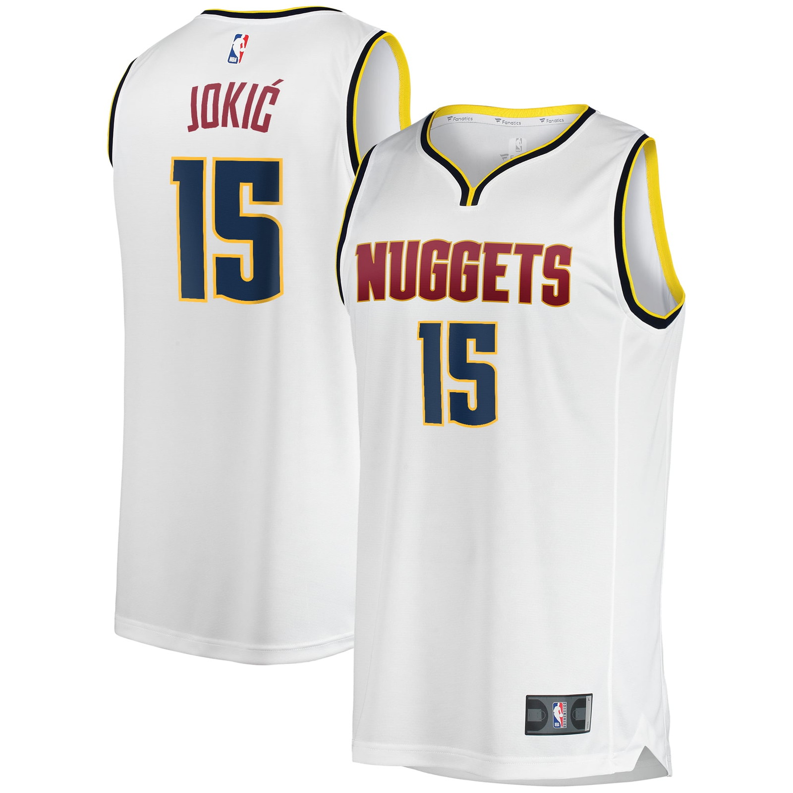 Nikola Jokić Denver Nuggets Fast Break Player Jersey Association Edition White - front and back view