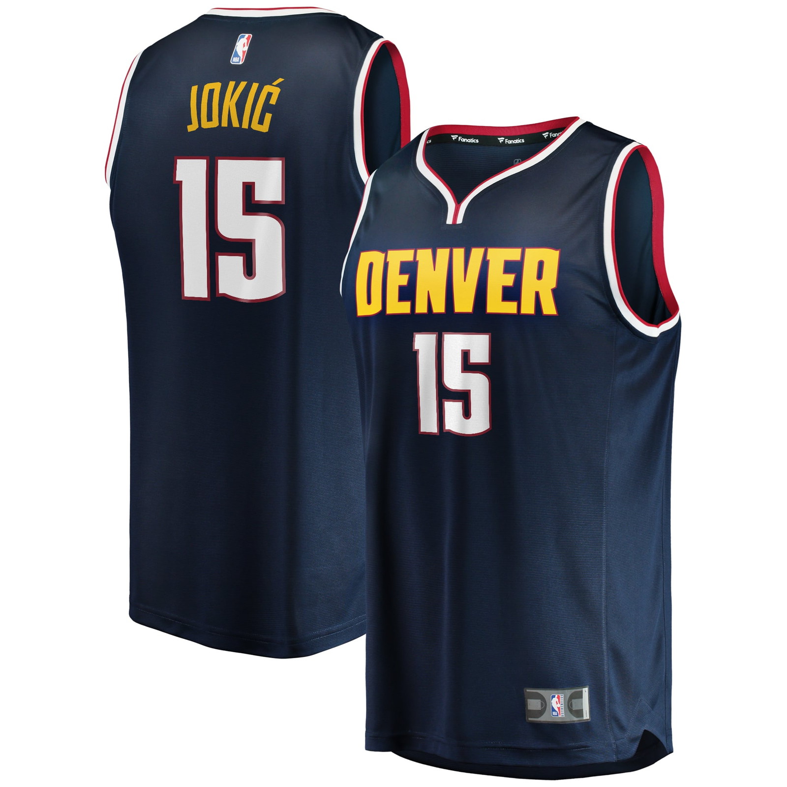 Nikola Jokić Denver Nuggets Fast Break Player Jersey Icon Edition Navy - front and back view