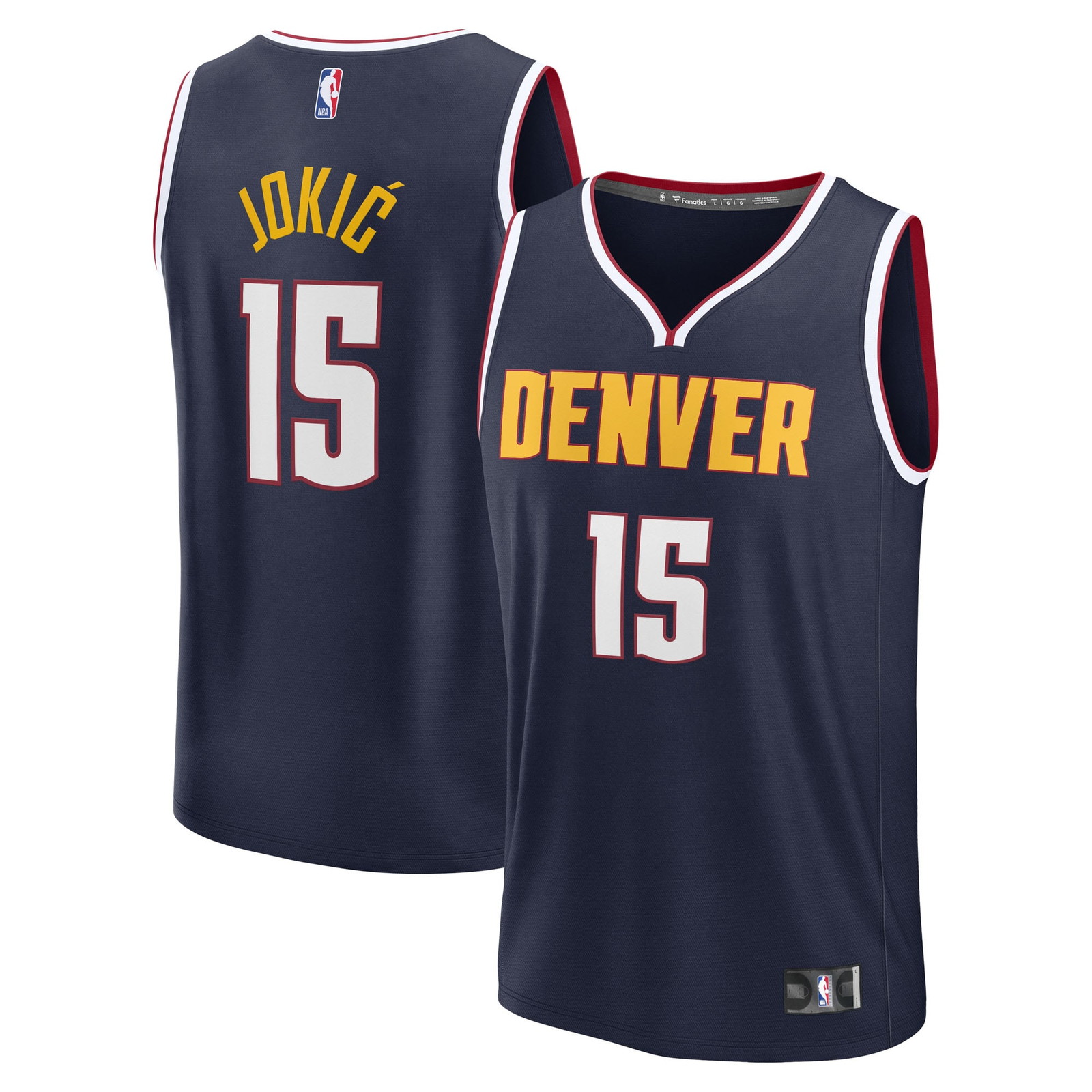 Nikola Jokić Denver Nuggets Youth Fast Break Fan Version Player Jersey Icon - front and back view