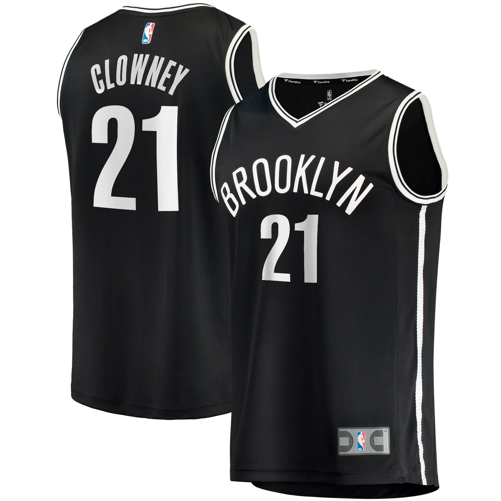 Noah Clowney Brooklyn Nets Fast Break Fan Version Jersey Icon Edition Black - front and back view