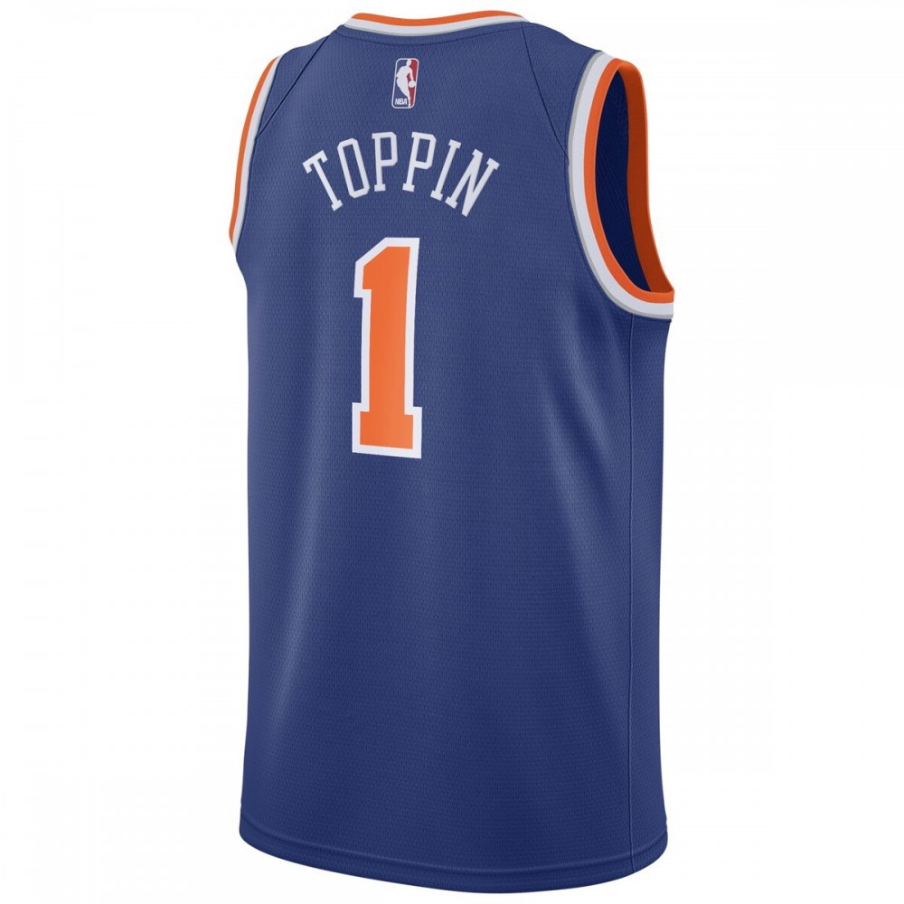 Obi Toppin New York Knicks 2020 NBA Draft First Round Pick Swingman Jersey Royal Icon - back view