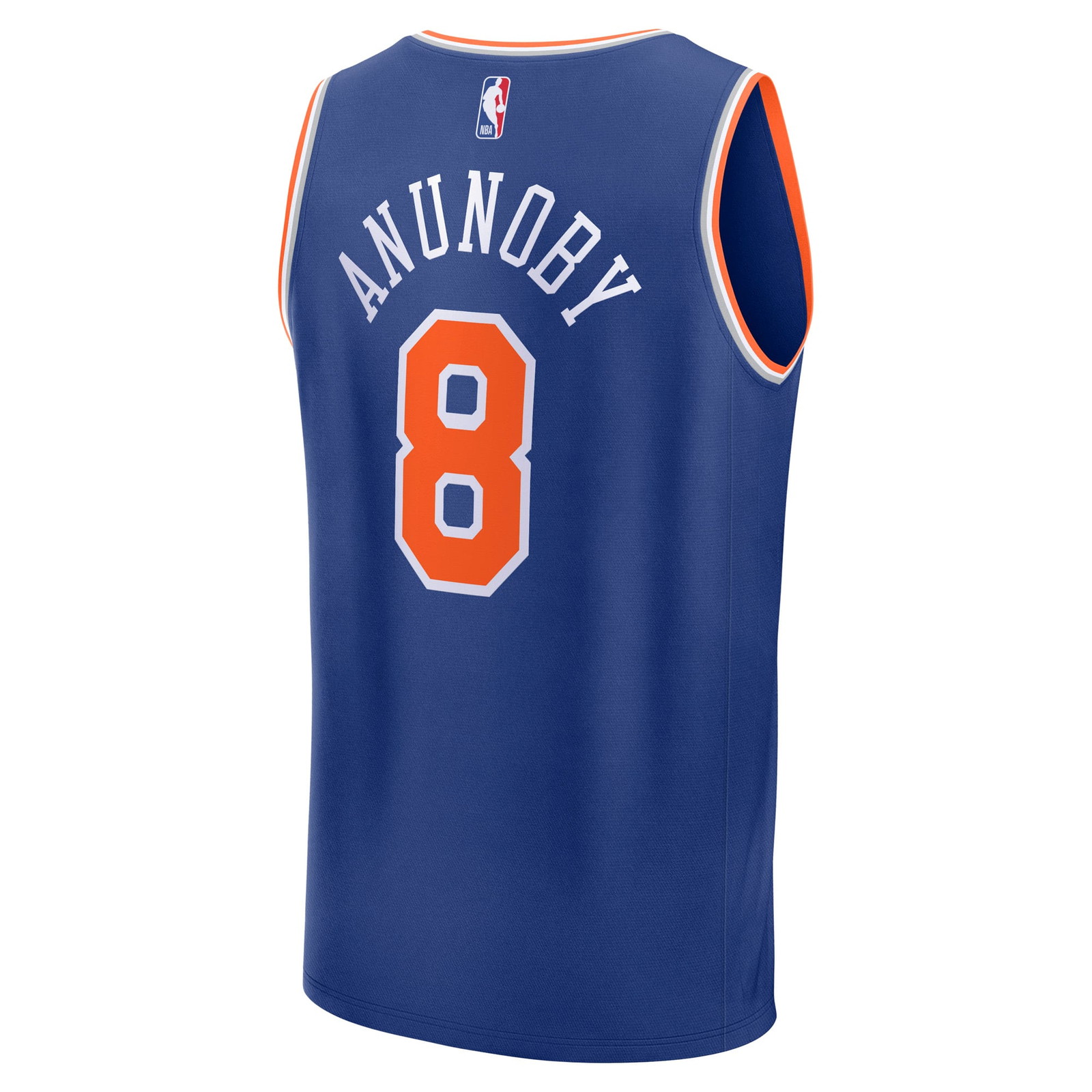 OG Anunoby New York Knicks Fast Break Fan Version Player Jersey Icon Edition Blue - back view