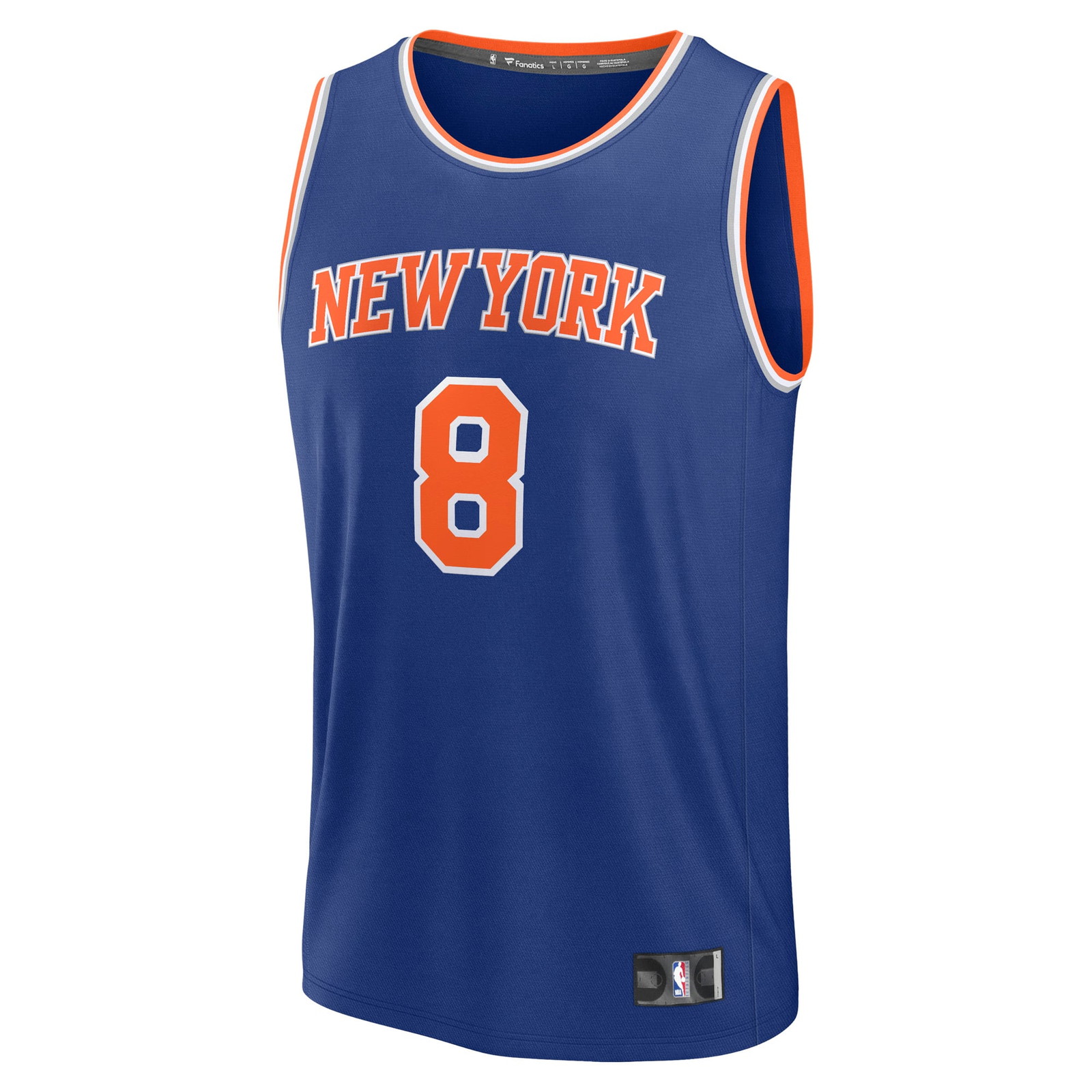 OG Anunoby New York Knicks Fast Break Fan Version Player Jersey Icon Edition Blue - front view