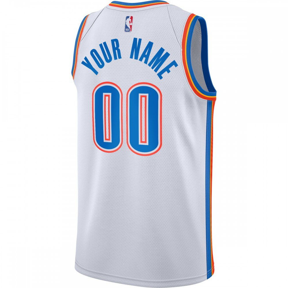 Oklahoma City Thunder 2020/21 Swingman Custom Jersey Association Edition White - back view