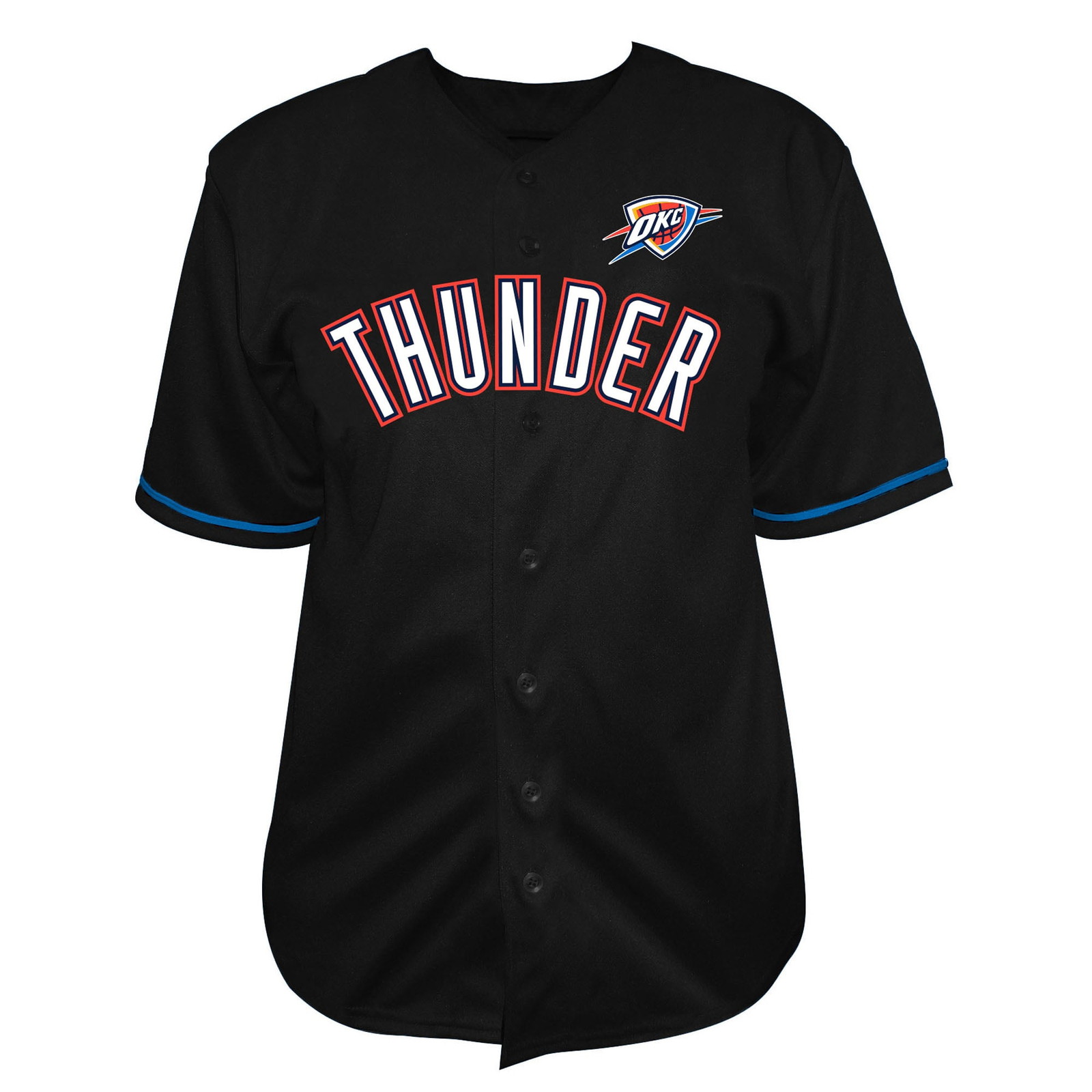 Oklahoma City Thunder Big & Tall Pop Full-Button Jersey Black - front and back view