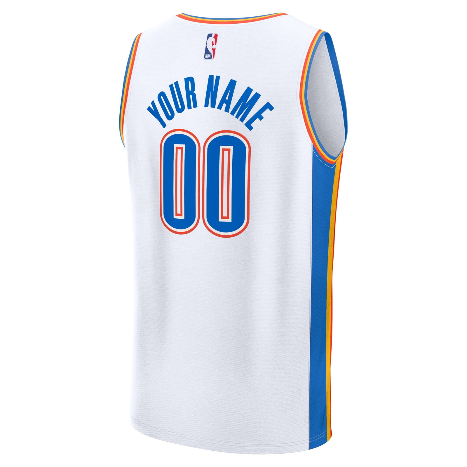 Oklahoma City Thunder Fast Break Custom Jersey Association Edition White - back view