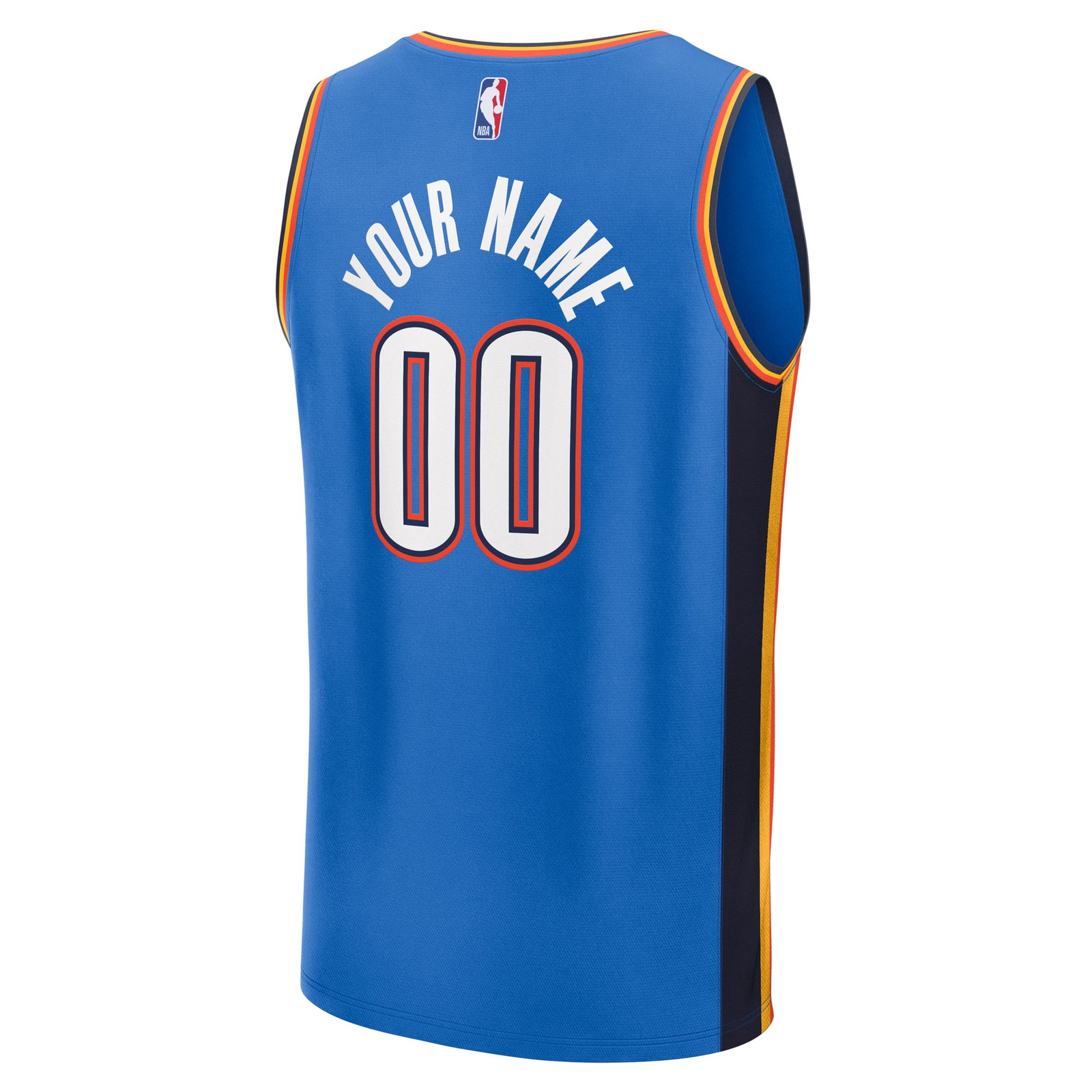 Oklahoma City Thunder Fast Break Custom Jersey Icon Edition Blue - back view