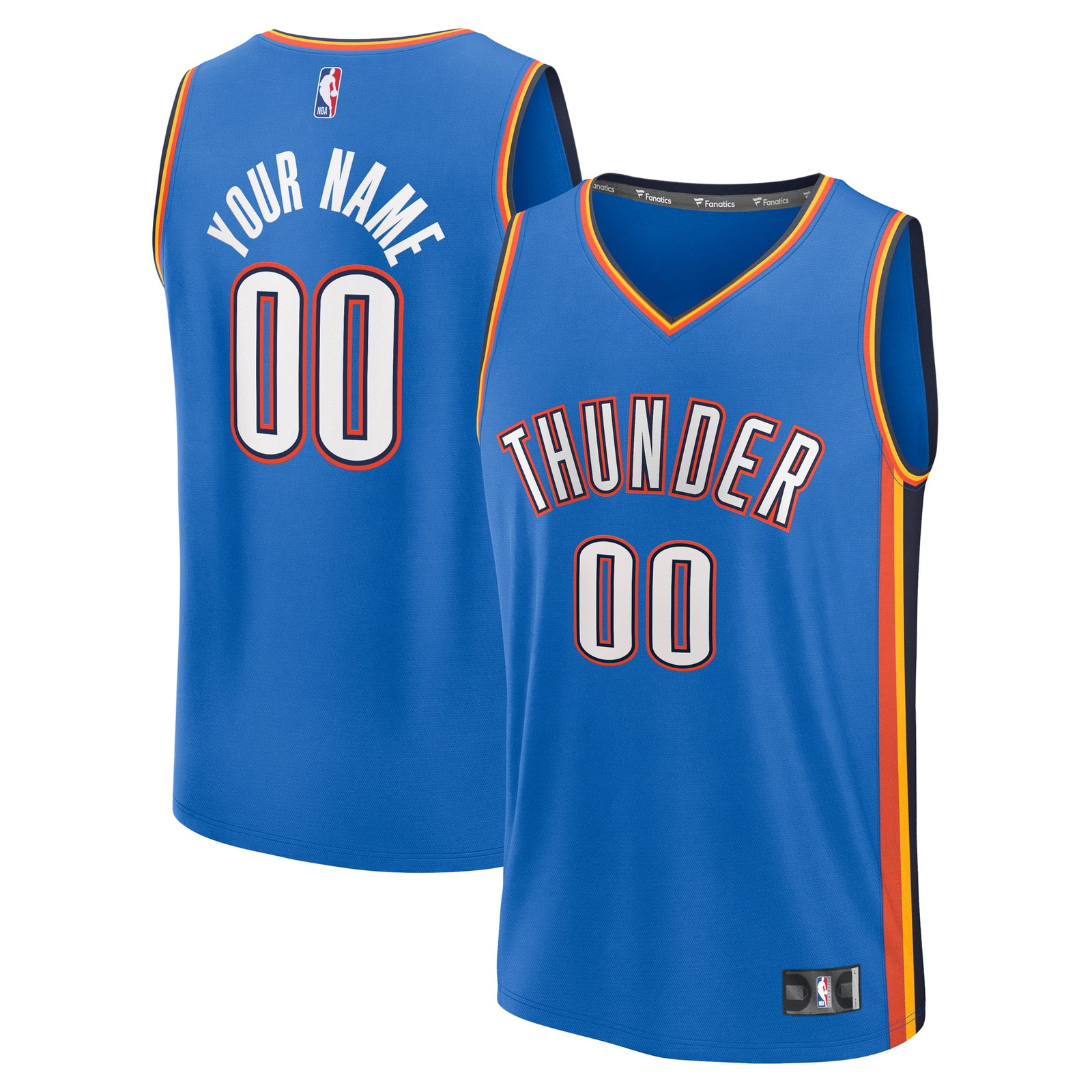 Oklahoma City Thunder Fast Break Custom Jersey Icon Edition Blue - front and back view