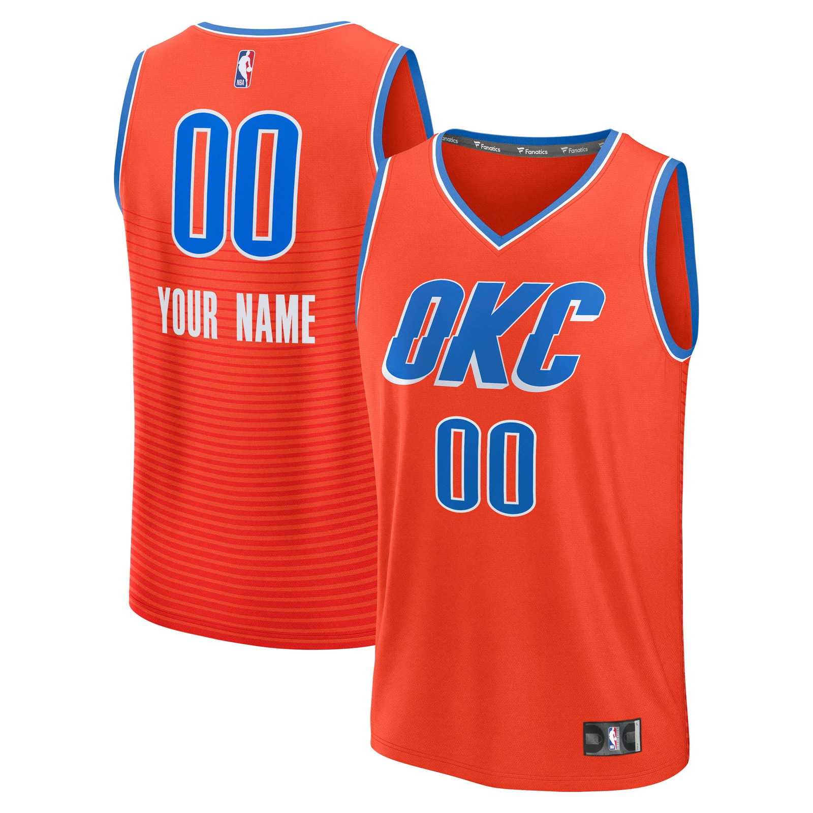 Oklahoma City Thunder Fast Break Custom Jersey Statement Edition Orange - front and back view