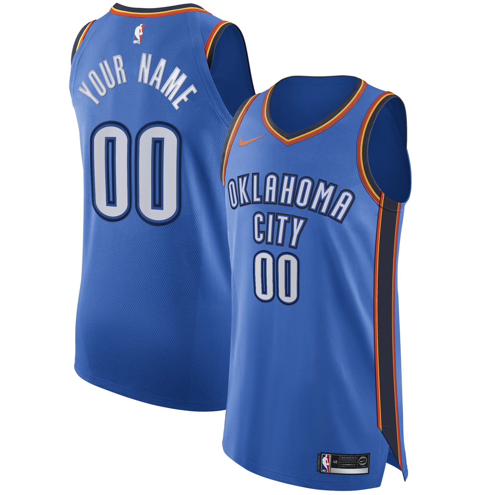 Oklahoma City Thunder Pro Cut Custom Jersey Blue Icon Edition - front and back view