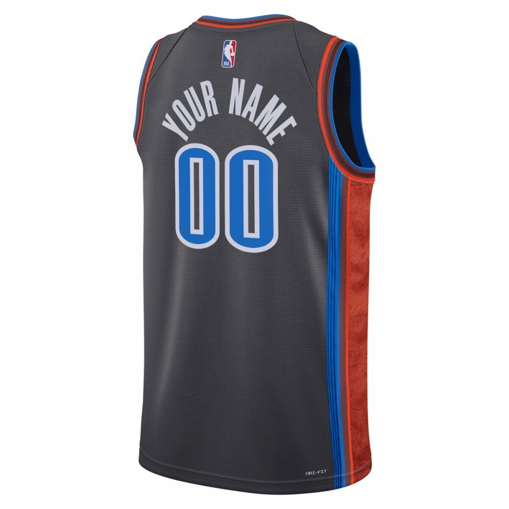 Oklahoma City Thunder Unisex 2022/23 Swingman Custom Jersey City Edition Black - back view